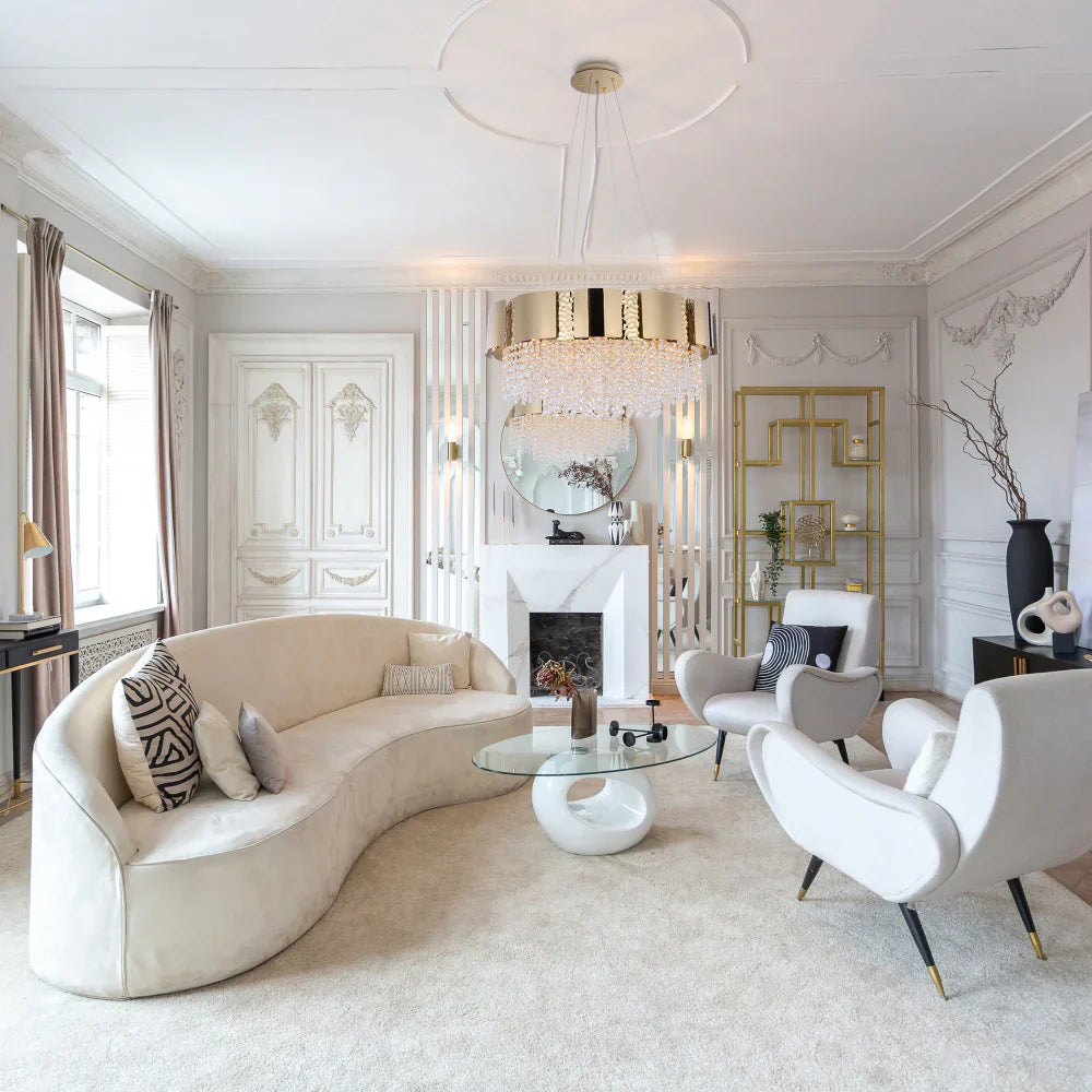 Living room kitchen bedroom use of Dimpled Octagonal Crystal Beads Waterfall Chandelier Ceiling Light Gold | TEKLED 159-17906