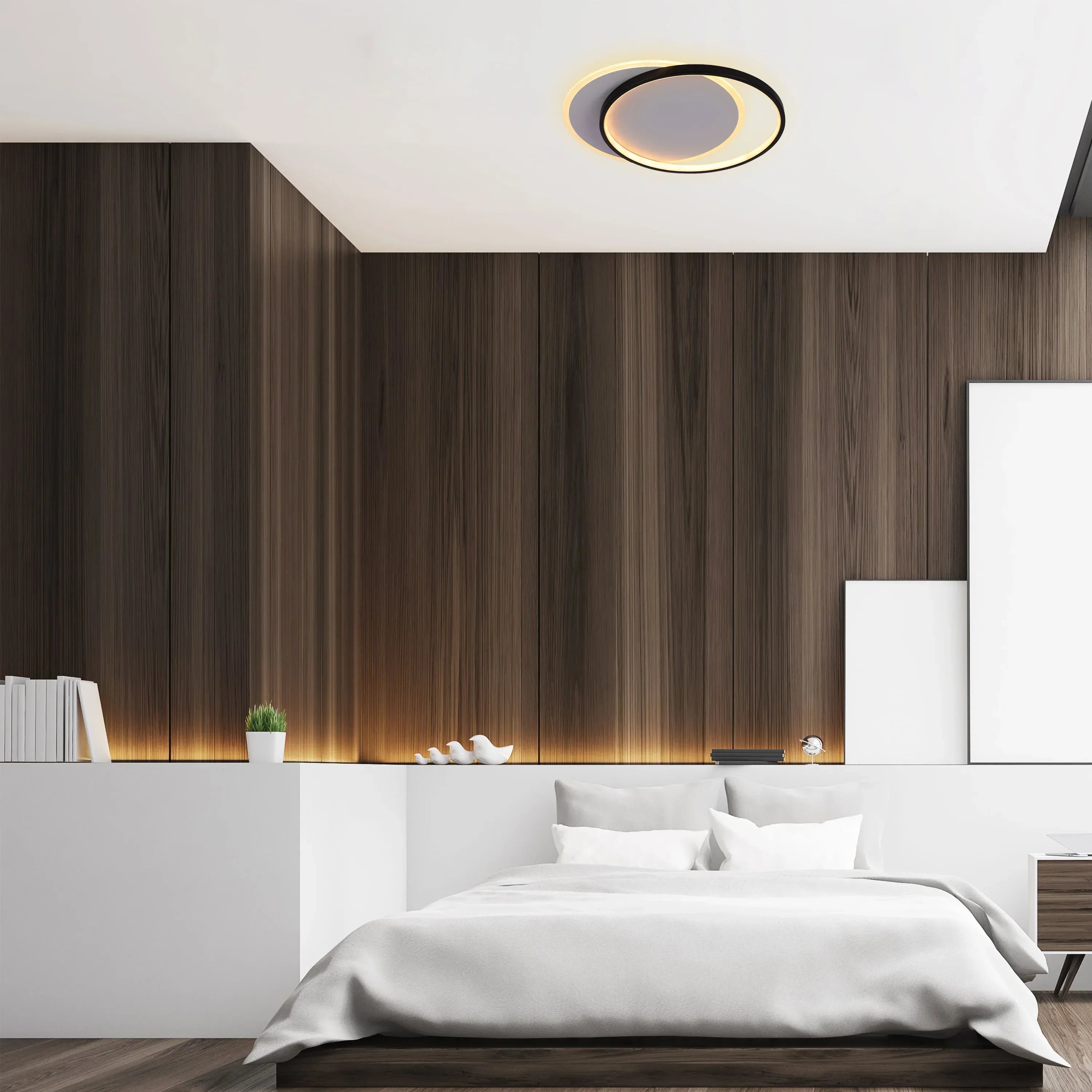 Dual-Ring LED Ceiling Light, CCT Tunable Dimmable with Remote, Flush Mount, LED Flush Ceiling Light, TEKLED