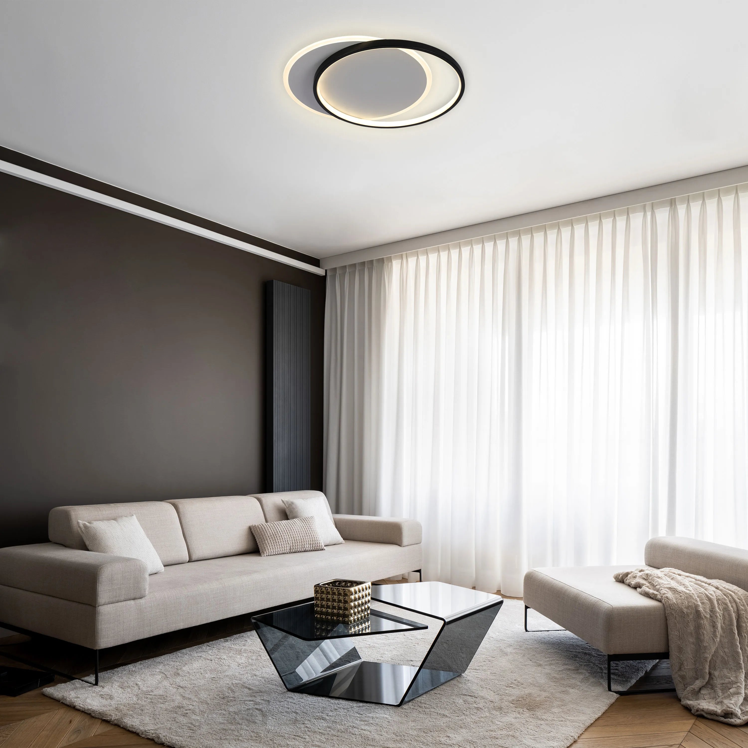 Dual-Ring LED Ceiling Light, CCT Tunable Dimmable with Remote, Flush Mount, LED Flush Ceiling Light, TEKLED