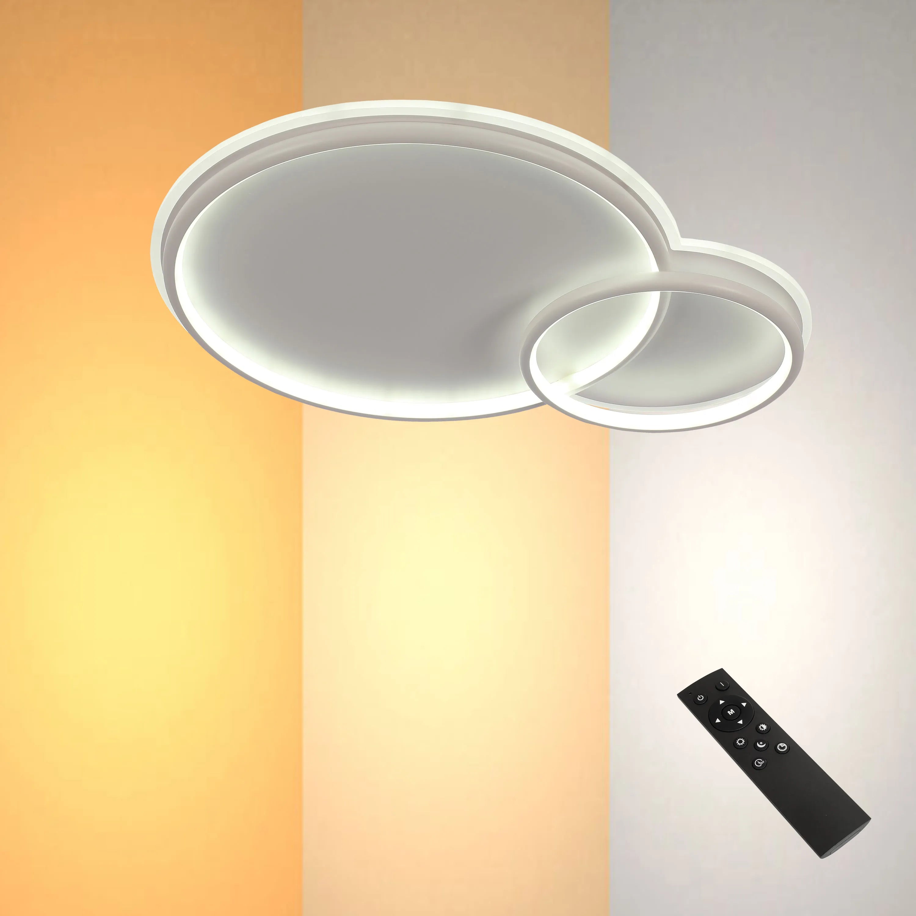 Dual-Ring LED Ceiling Light, CCT Tunable Dimmable with Remote, Flush Mount, LED Flush Ceiling Light, TEKLED