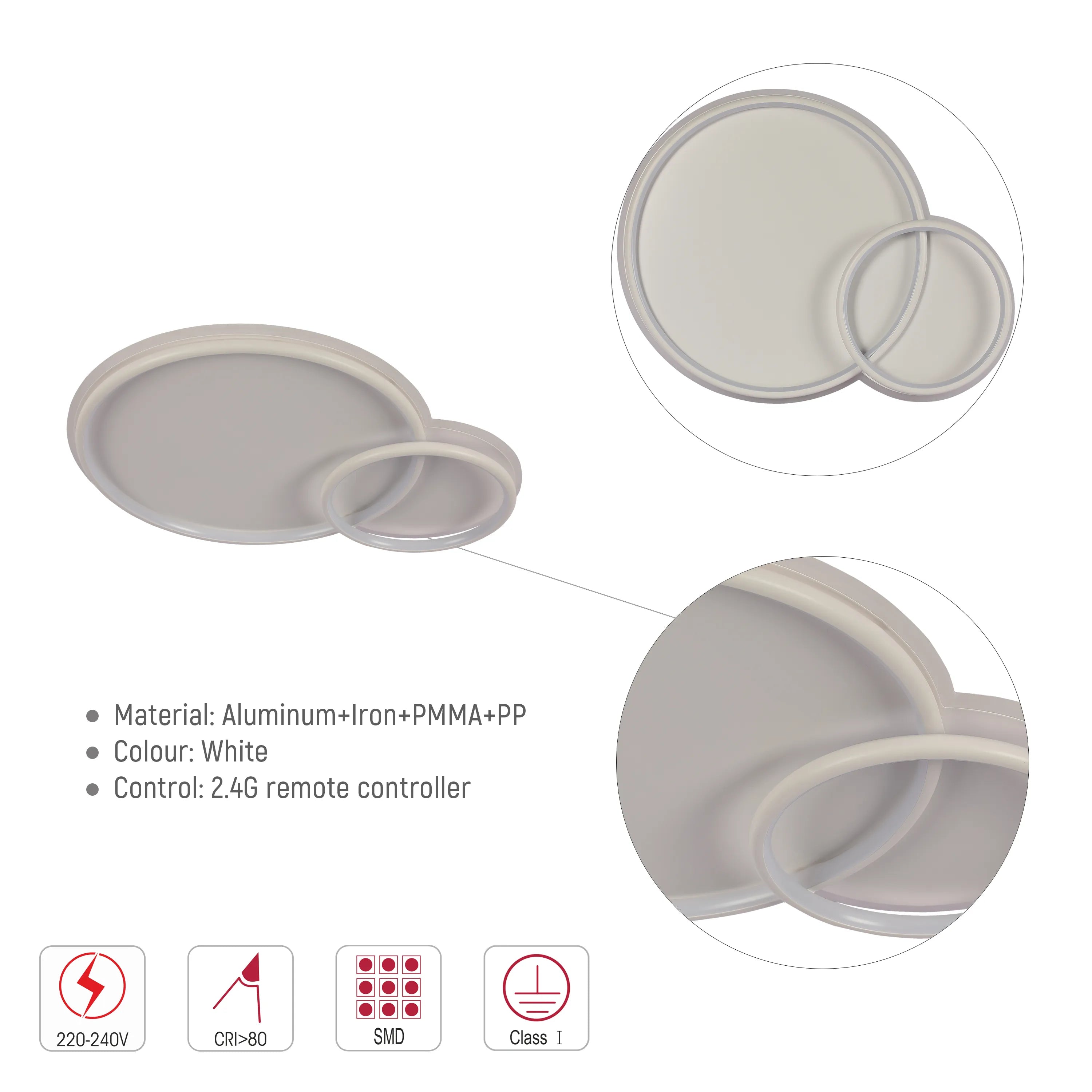 Dual-Ring LED Ceiling Light, CCT Tunable Dimmable with Remote, Flush Mount, LED Flush Ceiling Light, TEKLED