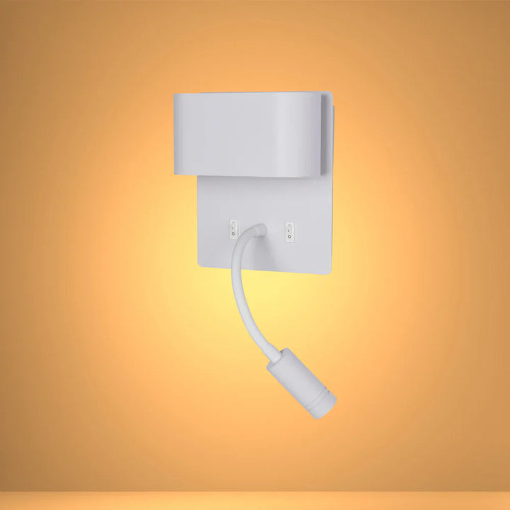 Dual-Source LED Wall Sconce with Adjustable Gooseneck Reading Bedside Lamp 2