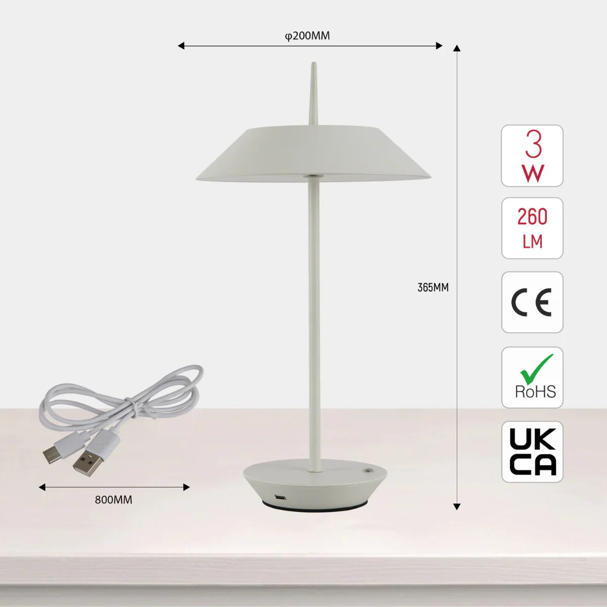 Size and certifications of Eclipse Touch Table Lamp 130-03690