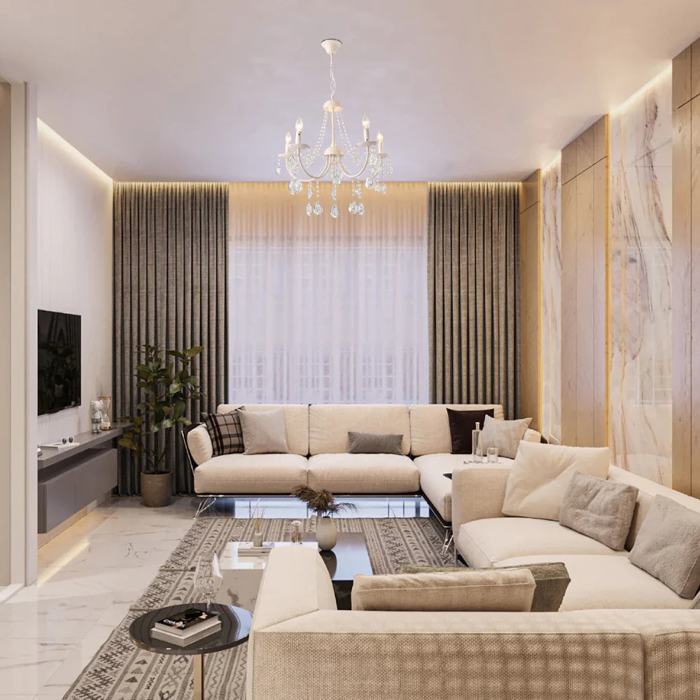 Interior use of Elegant Cascade Waterfall Crystal Chandelier Ceiling Light | TEKLED 159-17966