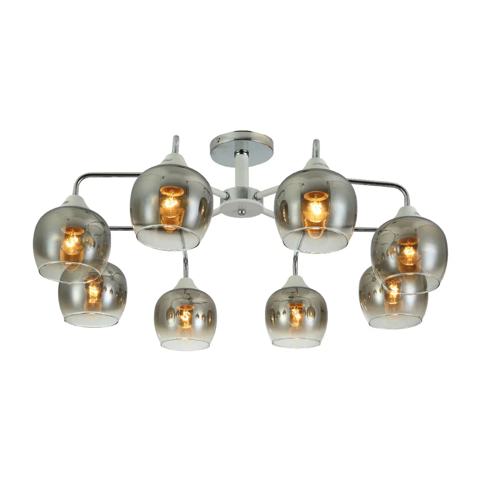 Main image of Elegant Wishbone Chrome & Smoky Glass Semi Flush Ceiling Light | TEKLED 159-17992
