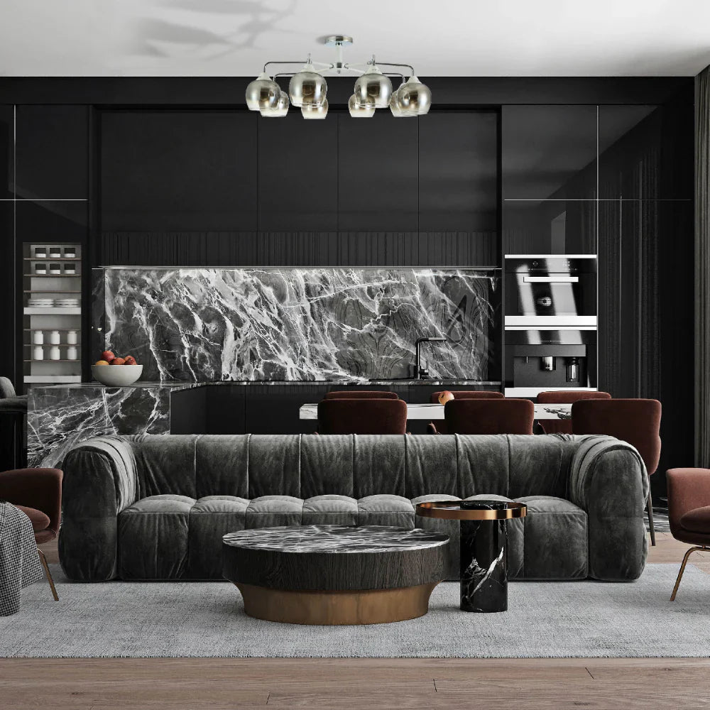 Living room kitchen bedroom use of Elegant Wishbone Chrome & Smoky Glass Semi Flush Ceiling Light | TEKLED 159-17992