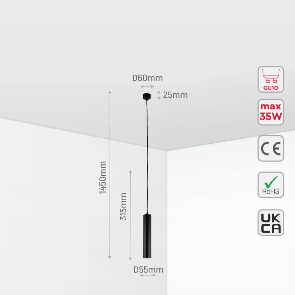 Faceted Pendant Downlight GU10, Pendant Downlight, TEKLED 10