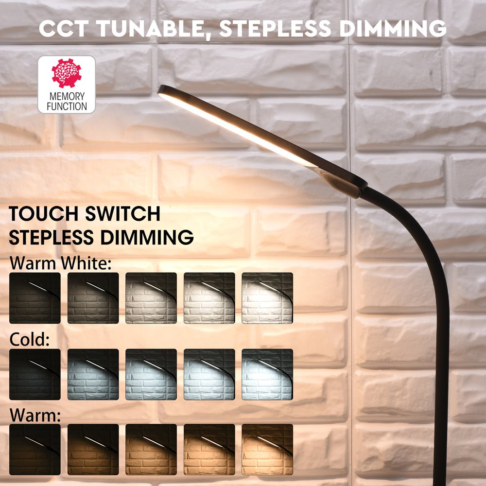 Erdy Goose Neck Black LED Desk Lamp stepless dimming graphical representation