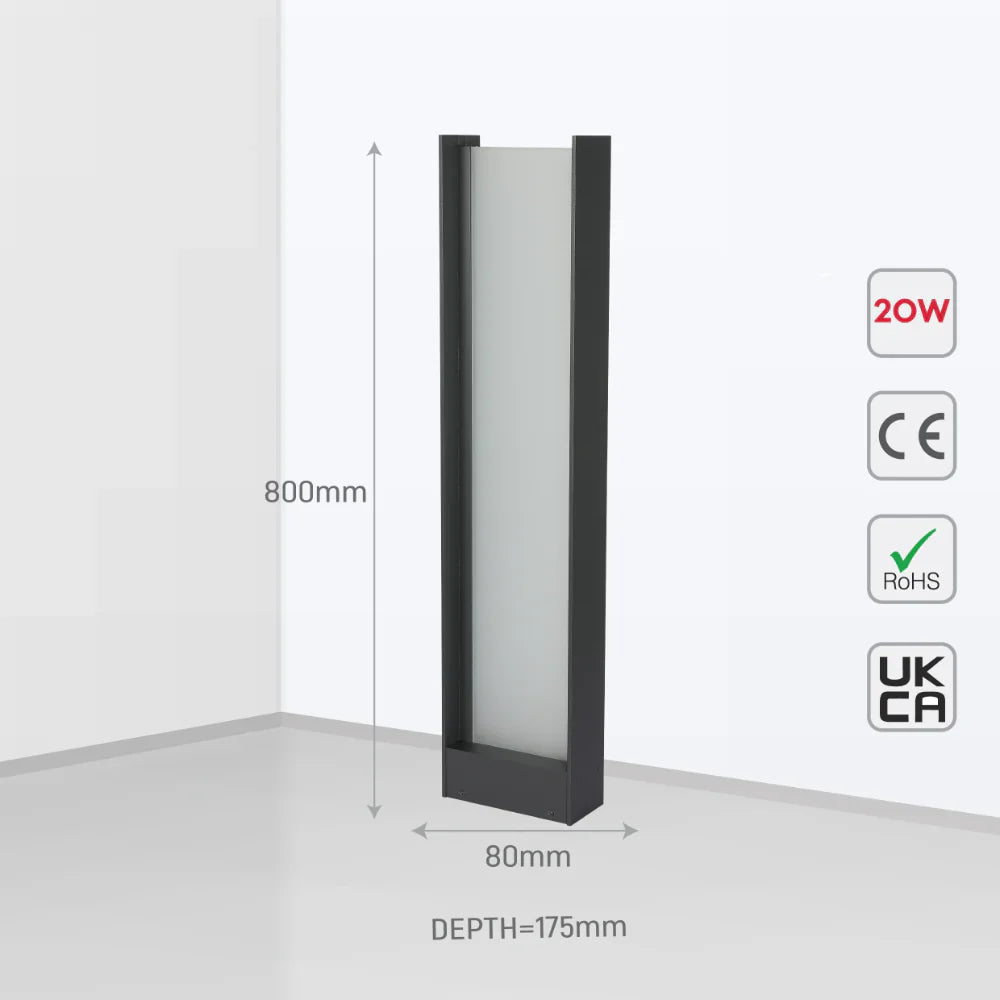 Frammed LED Outdoor Pathway Bollard Lawn Light 20W 4000K 5