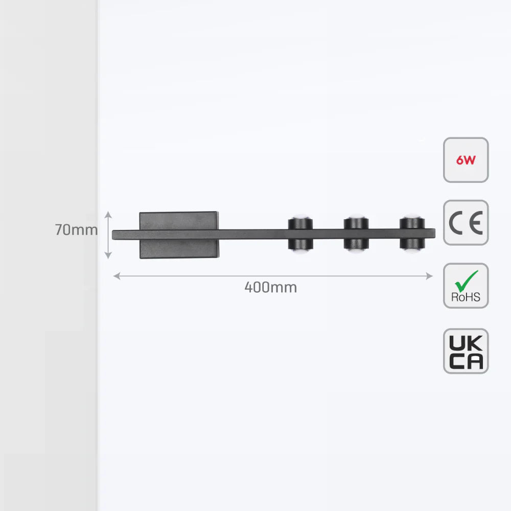 Freja Nordic Mirror LED Wall Light Black 4000K 10