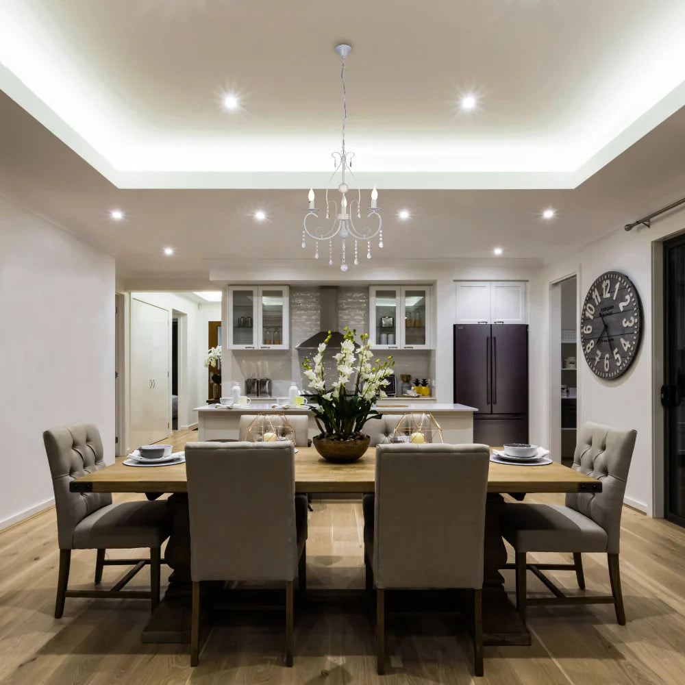 Living room kitchen bedroom use of Gallardos Minimal Chandelier Ceiling Light with Crystal Beads | TEKLED 152-171800