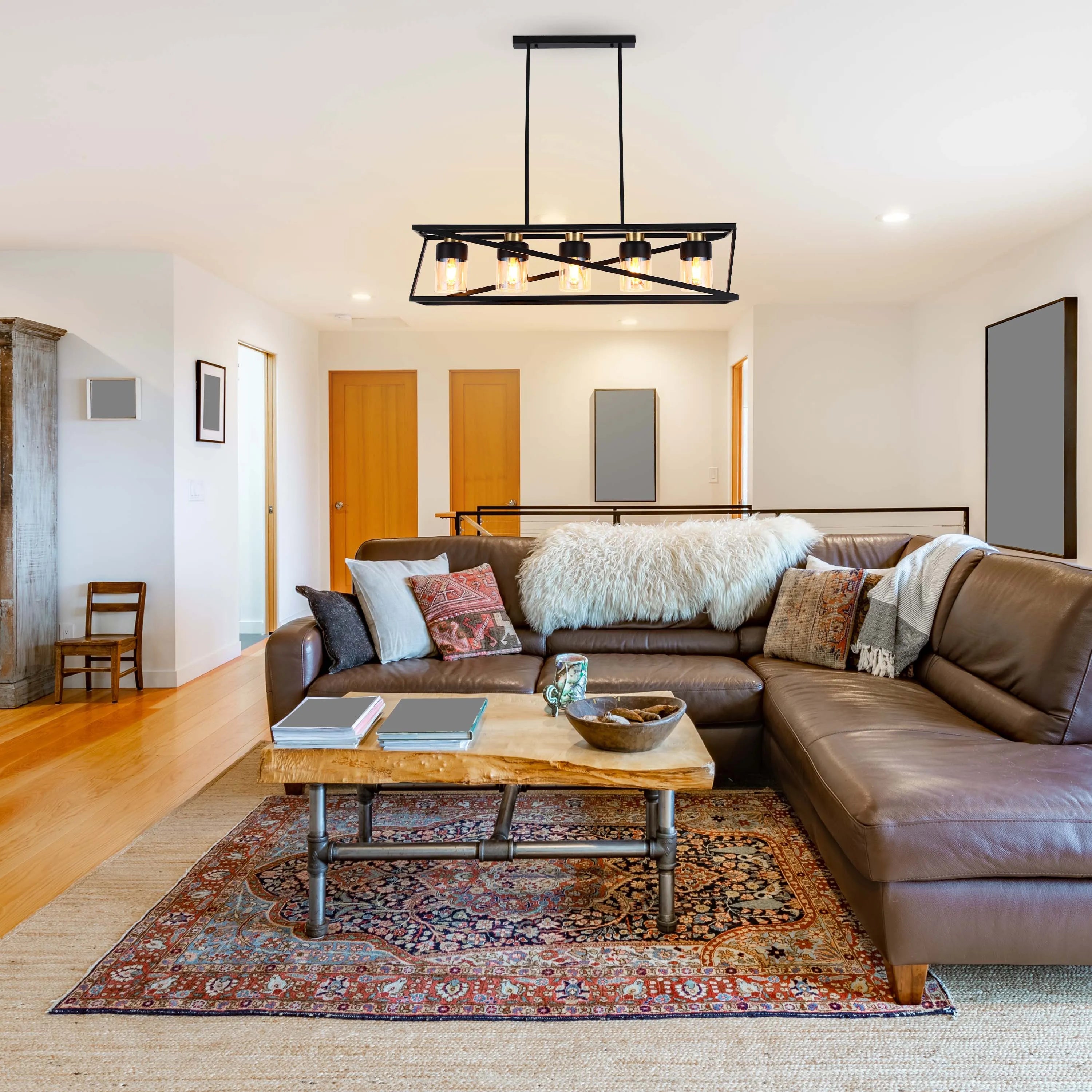 Geometric Black and Gold 3-Light/5-Light Pendant Ceiling Light