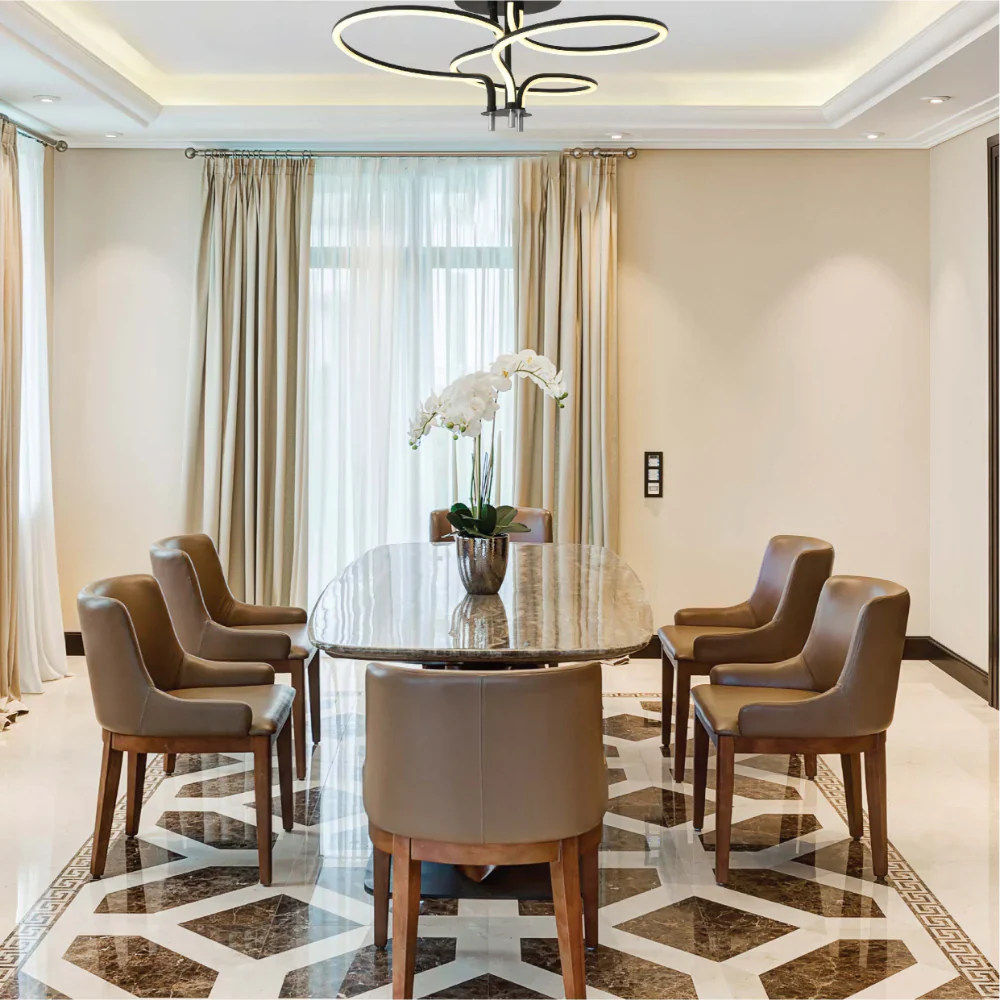 Interior application of Geometric Elegance LED Ceiling Light Series | Trefoil & Helix Designs | Remote-Controlled Ambiance | TEKLED 159-17962