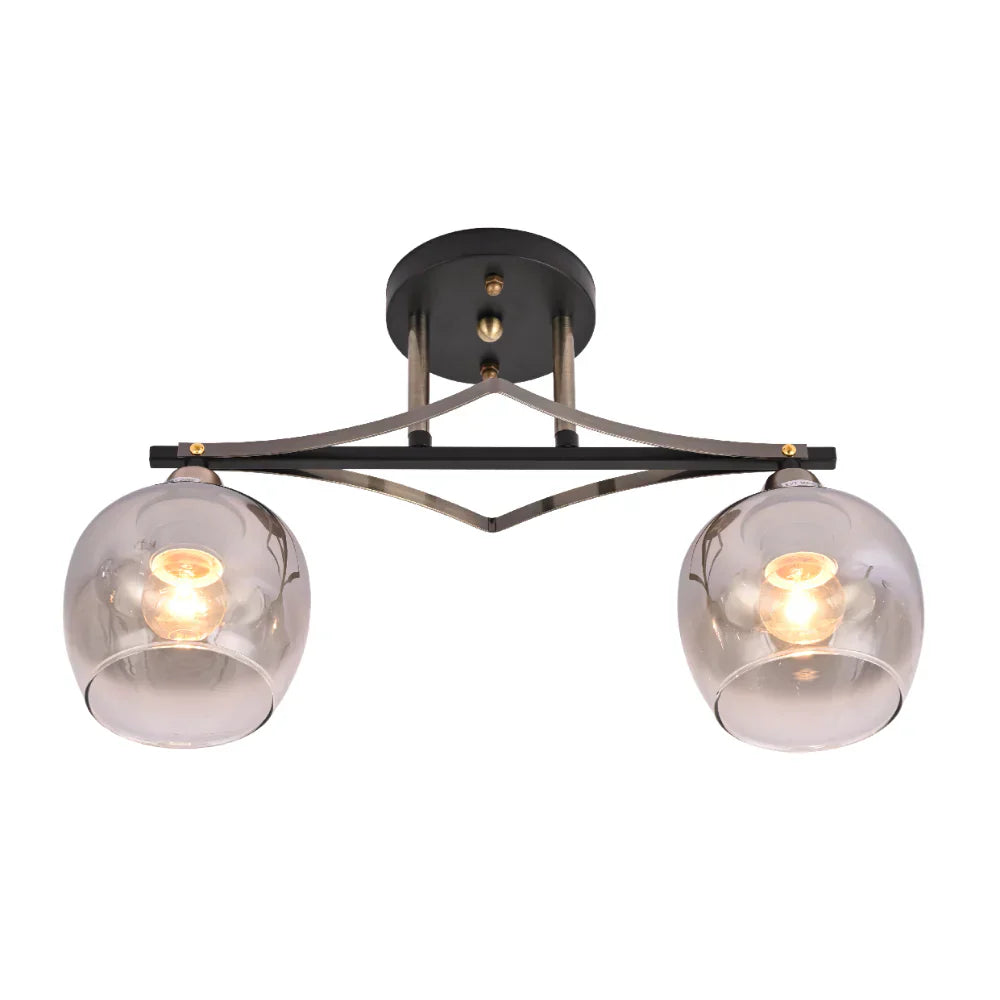 Main image of Geometric Starburst Faded Smoky Grey Globe Black & Bronze Ceiling Light | TEKLED 159-179983