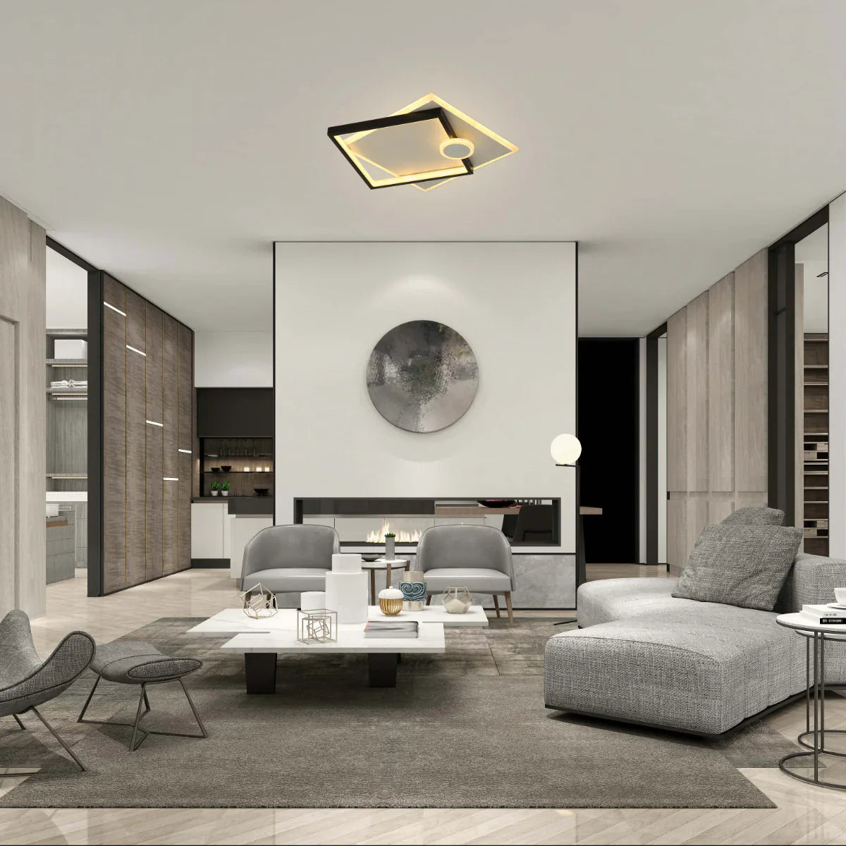 Where to use Geometric Tri-Element LED Flush Ceiling Light 159-18111