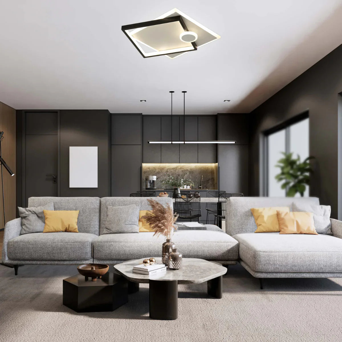 Usage of Geometric Tri-Element LED Flush Ceiling Light 159-18111