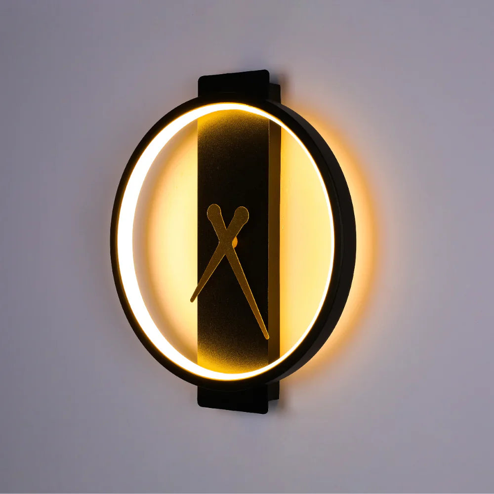 Glowing Sundial LED Wall Sconce Light Black 3000K 18W 3