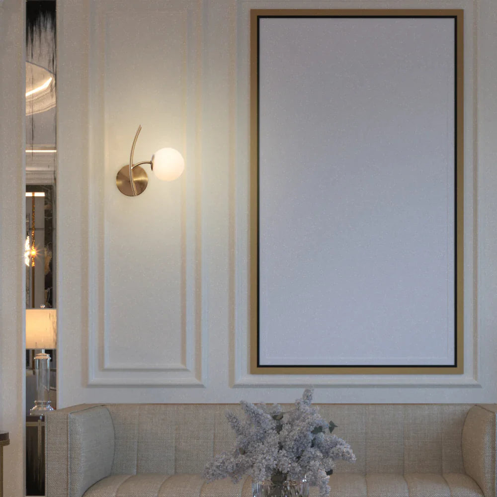 Gold Aluminium Bronze Metal Opal Glass Globe Wall Light G9 Fitting 6