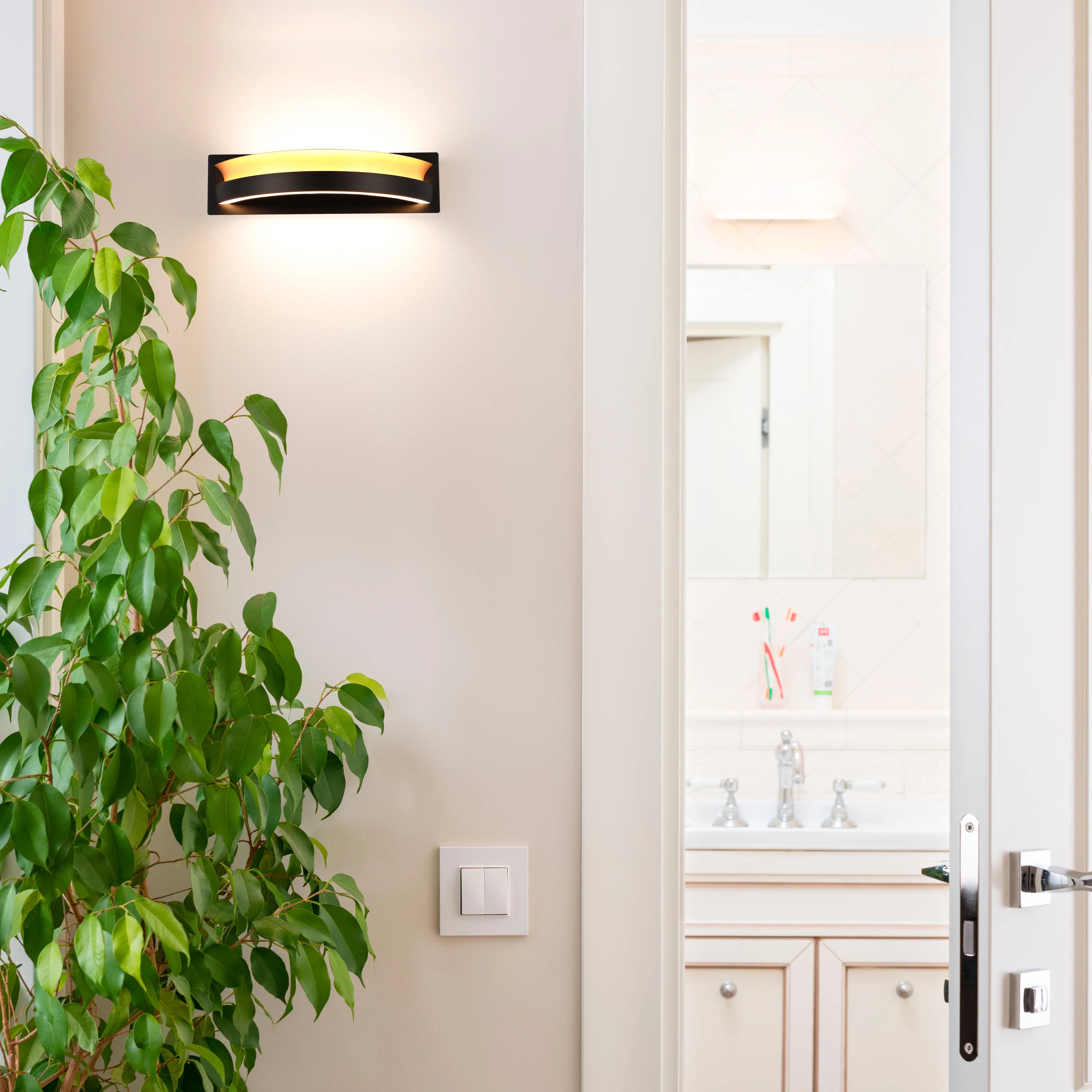 Gold & Black Layered Semi-Circular Wall Light