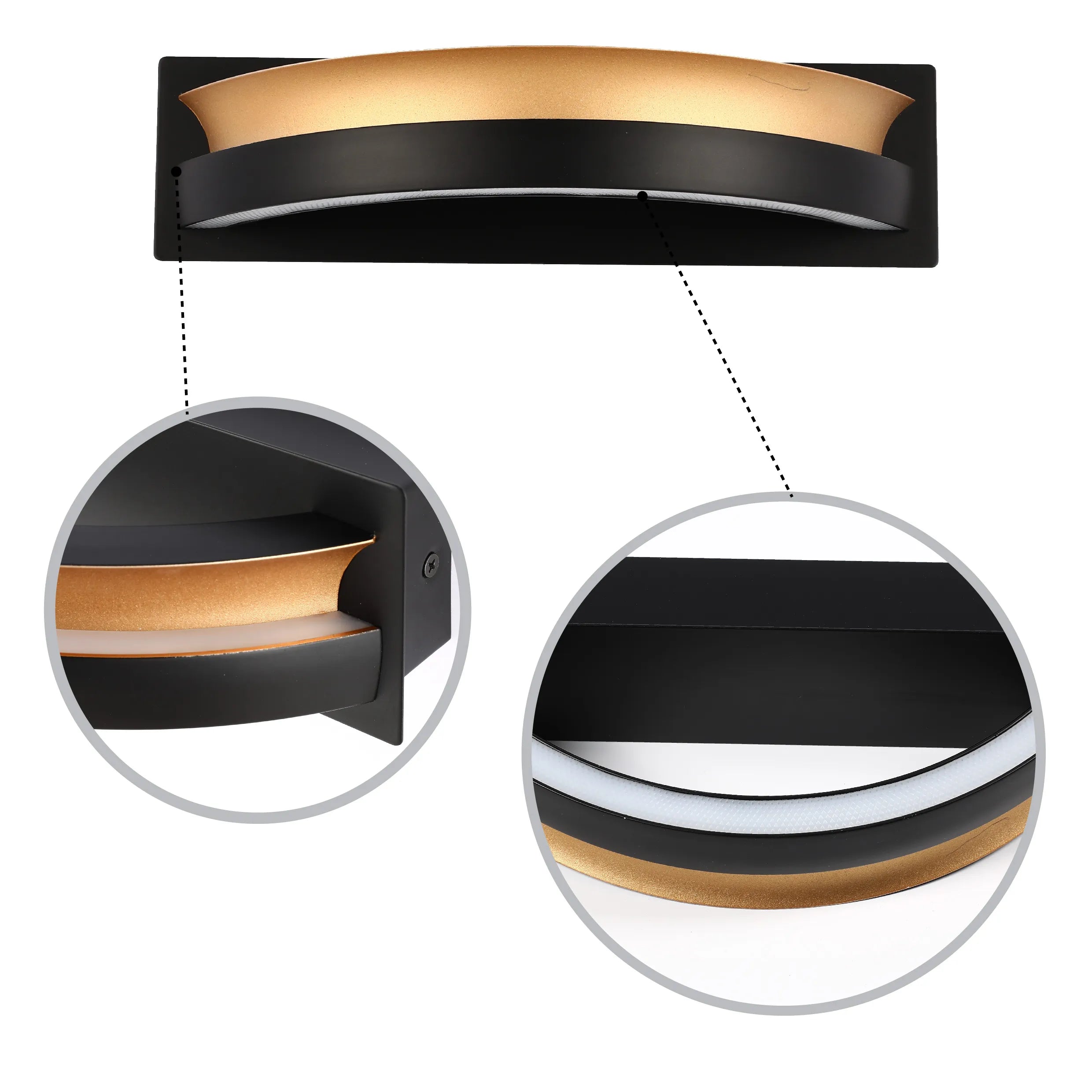 Gold & Black Layered Semi-Circular Wall Light