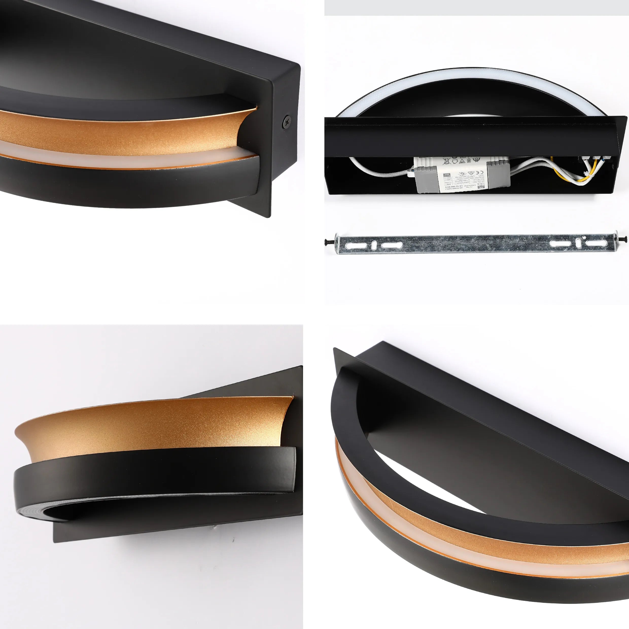 Gold & Black Layered Semi-Circular Wall Light