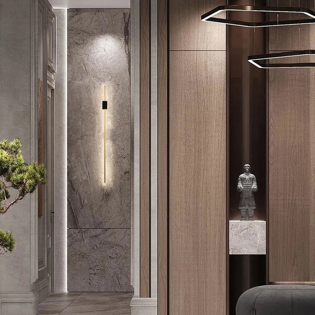 Aurora Slimline LED Wall Light – Modern Minimalist Dimmable Wall Sconce in Black & Gold