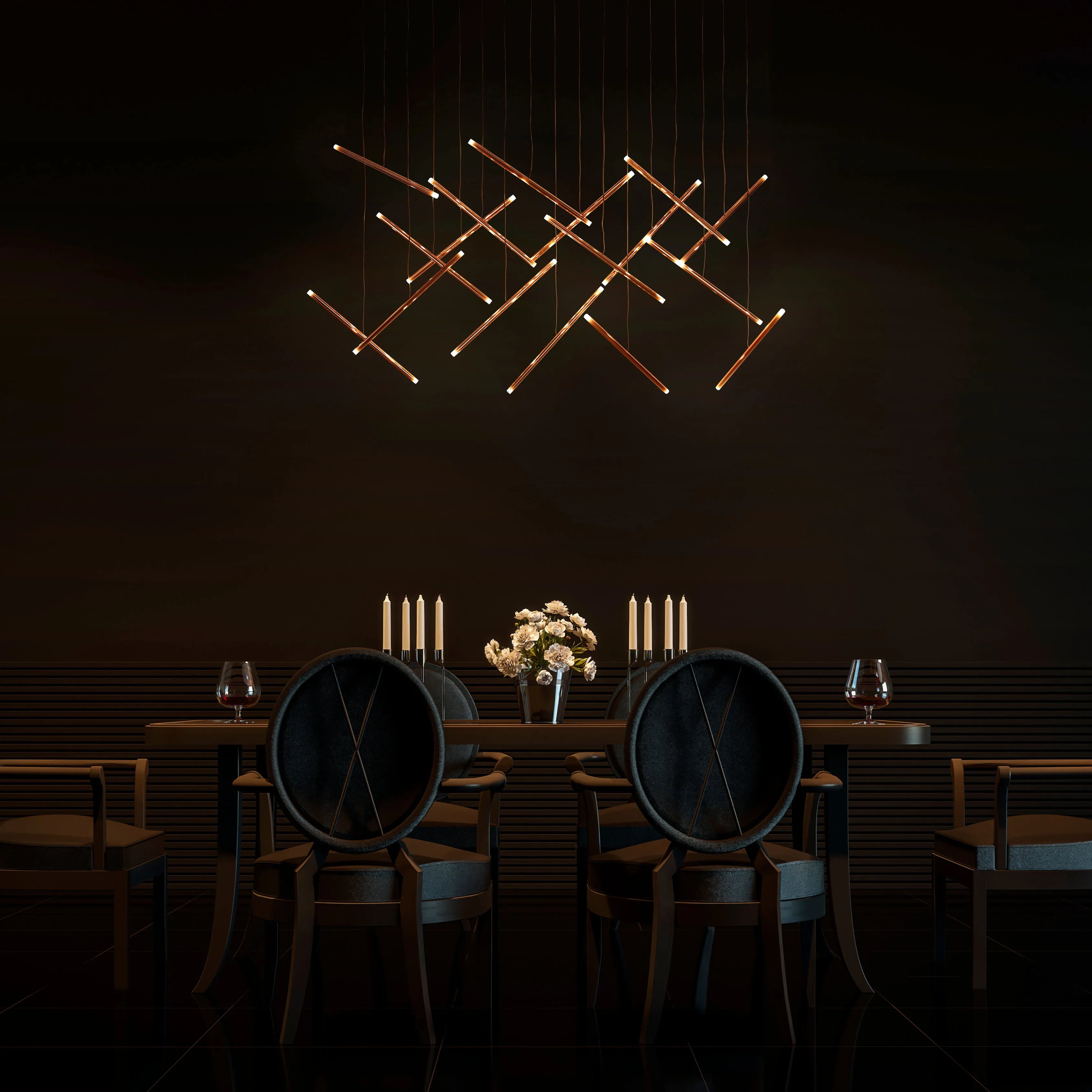 Gold Crisscross Modern Multi-Pendant Chandelier