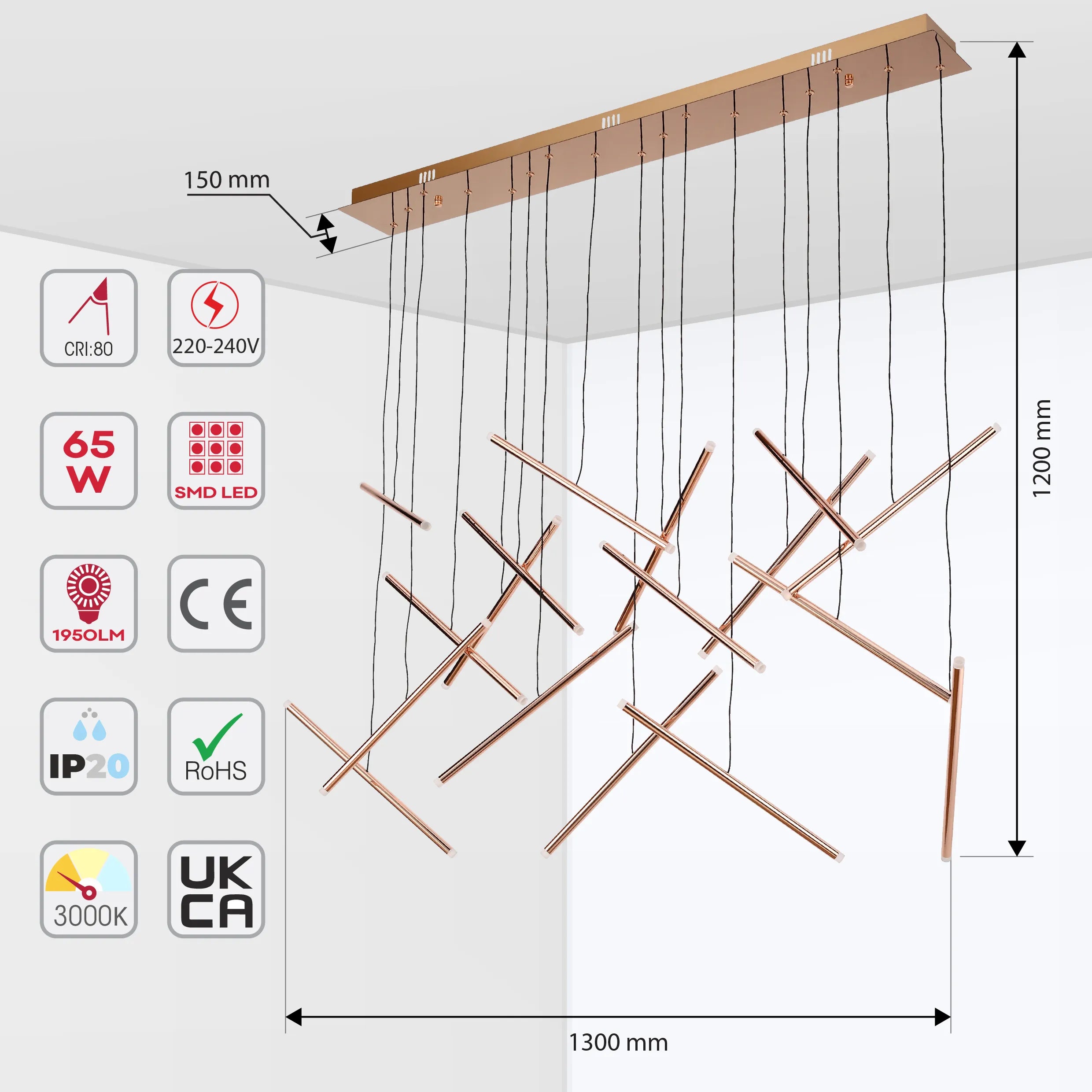Gold Crisscross Modern Multi-Pendant Chandelier