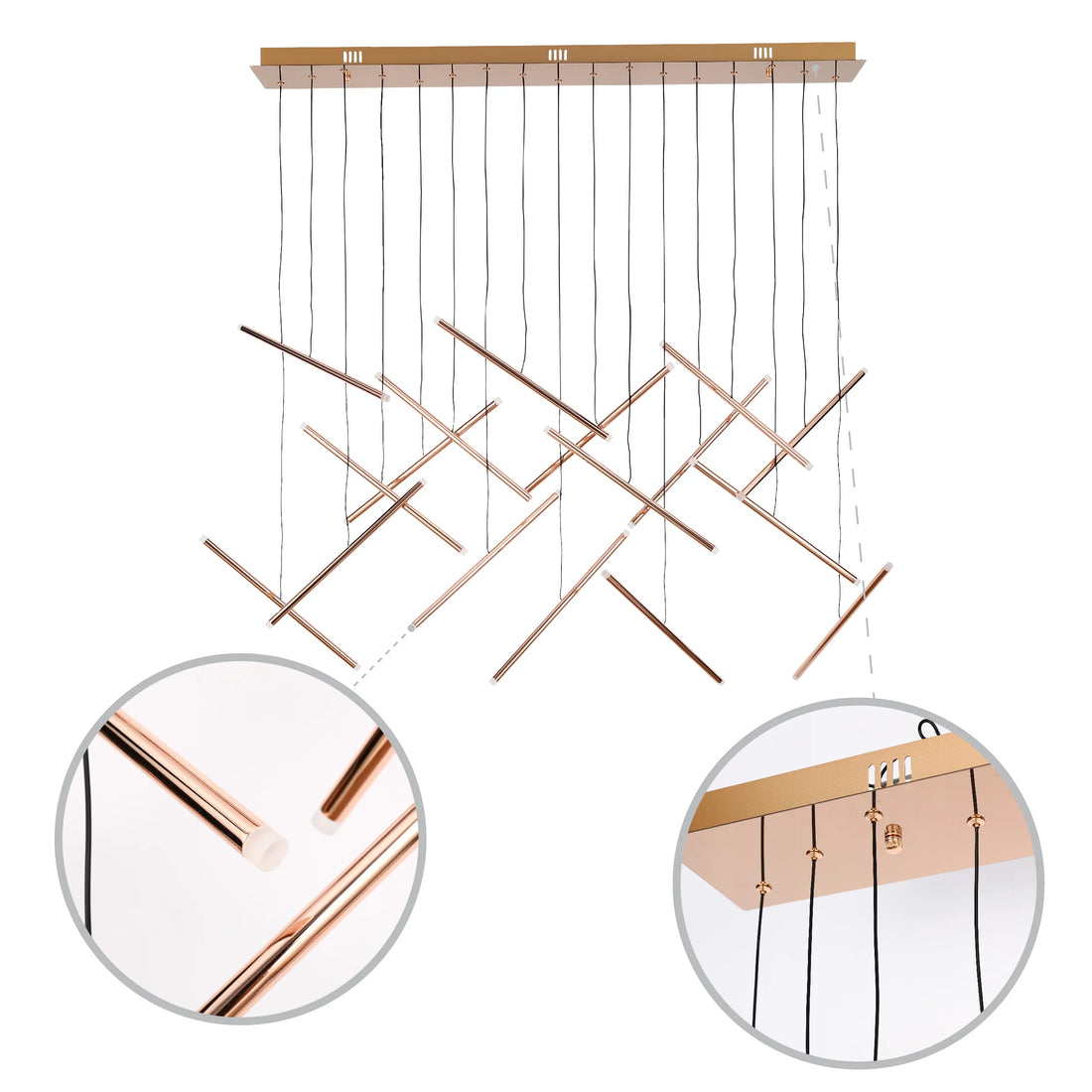 Gold Crisscross Modern Multi-Pendant Chandelier