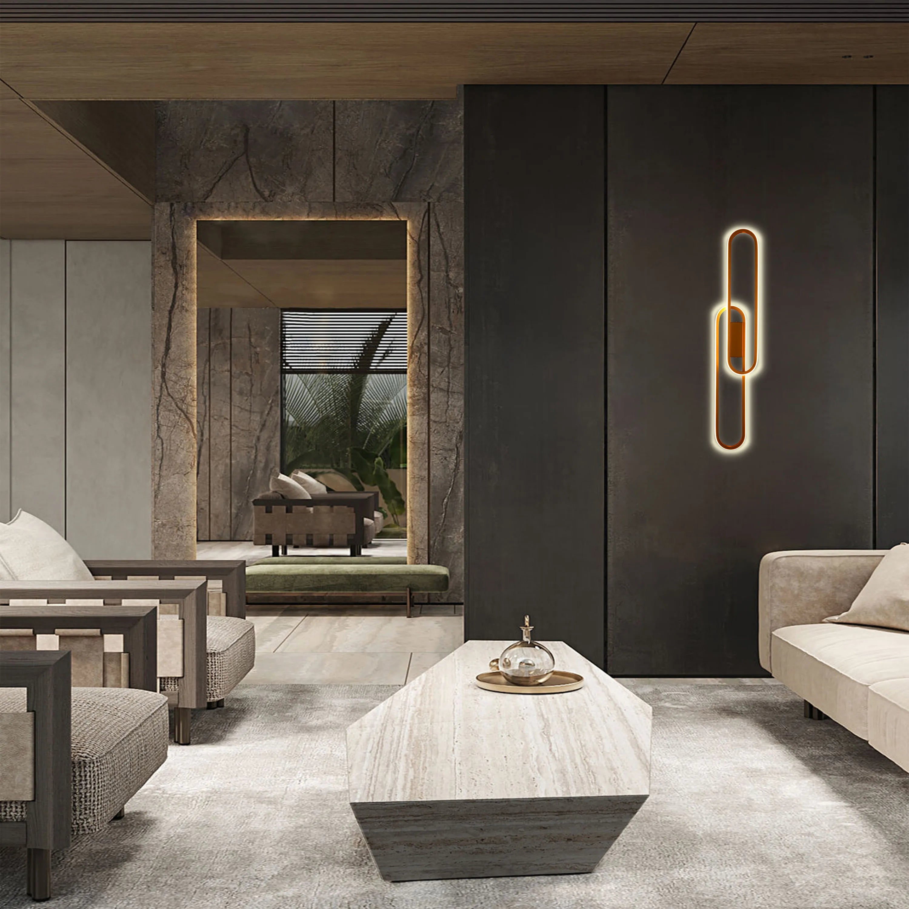 Gold Oblong LED Wall Light