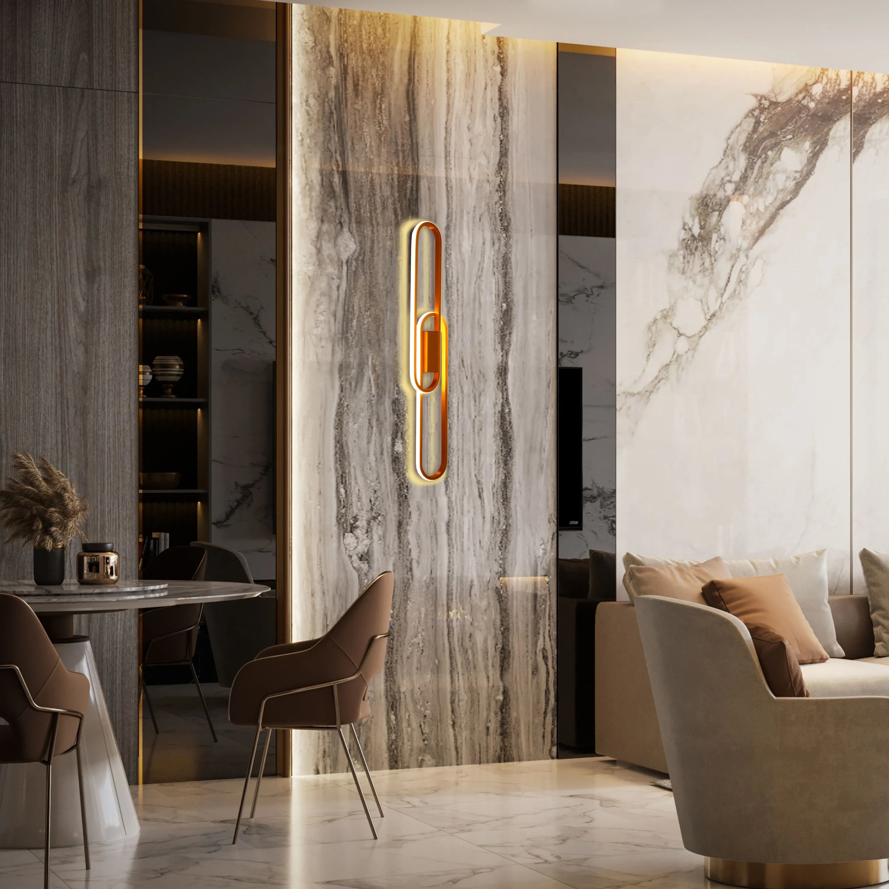 Gold Oblong LED Wall Light