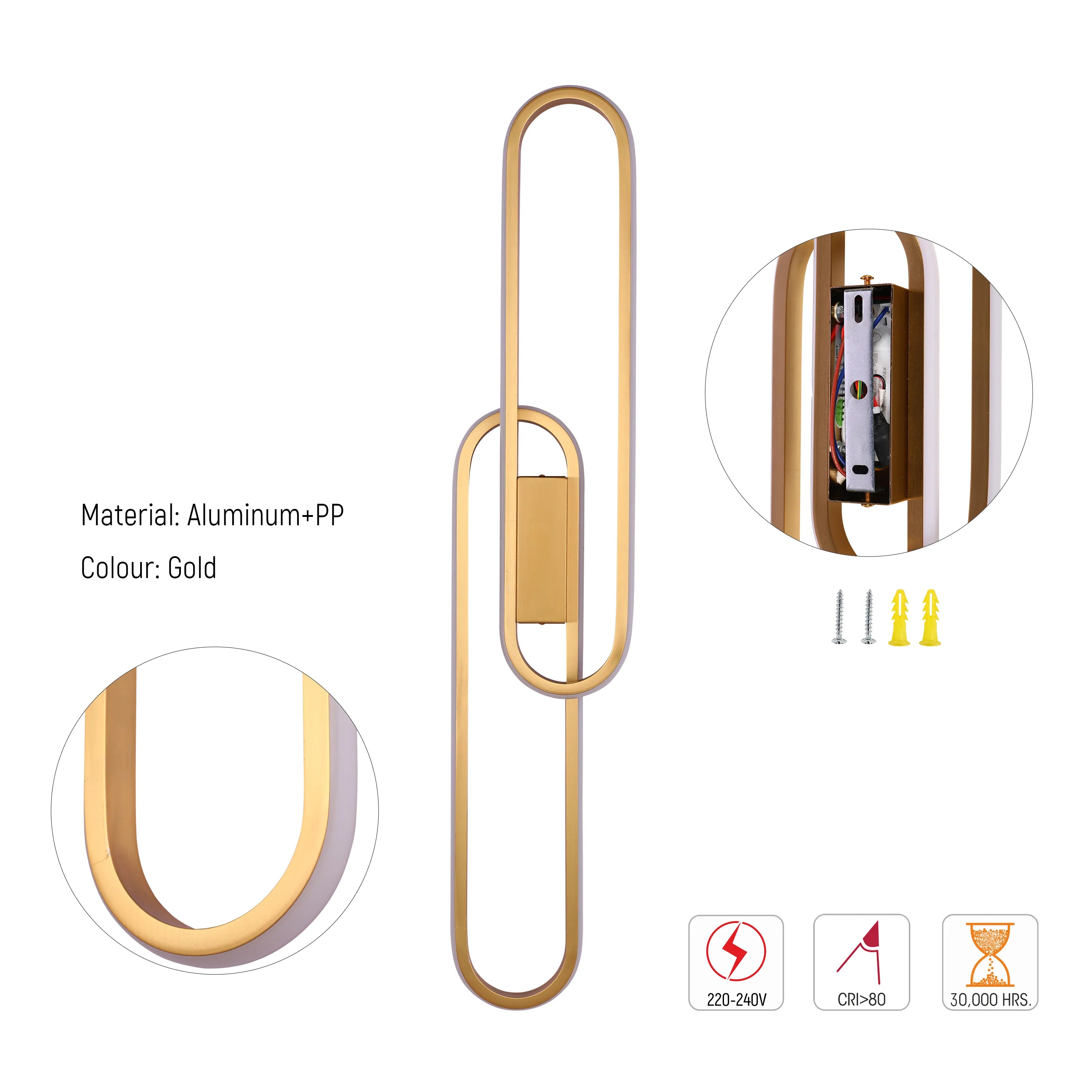 Gold Oblong LED Wall Light