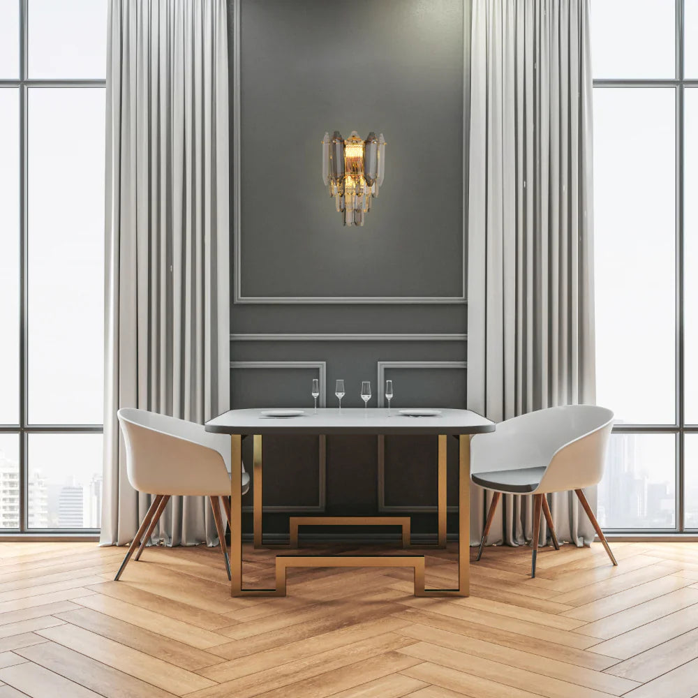 Interior application of Golden Tiered Radiance with Alternating Crystal Hues Modern Wall Sconce Light | TEKLED 151-19920