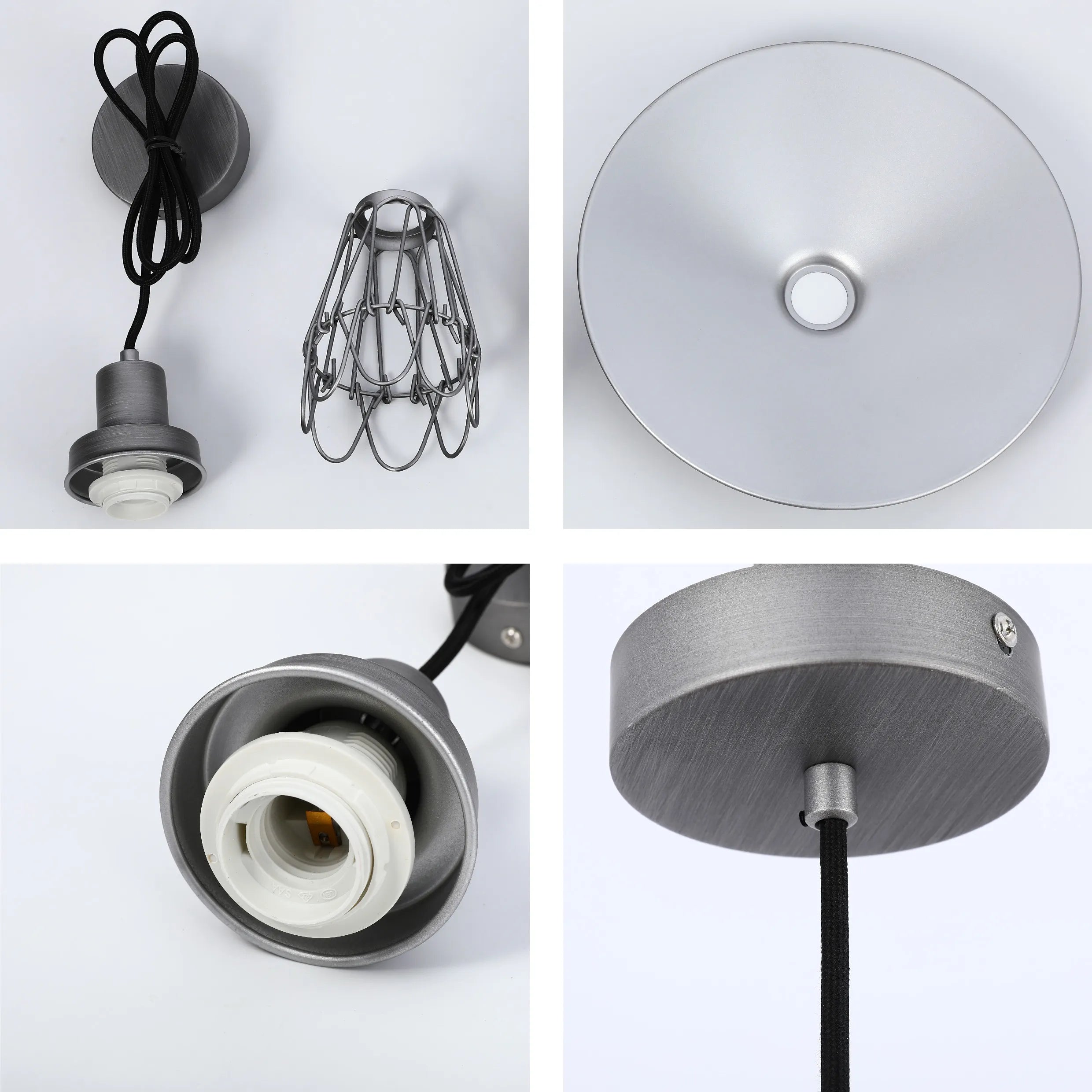 Grey Wire Cage Industrial Vintage Style Pendant Light E27