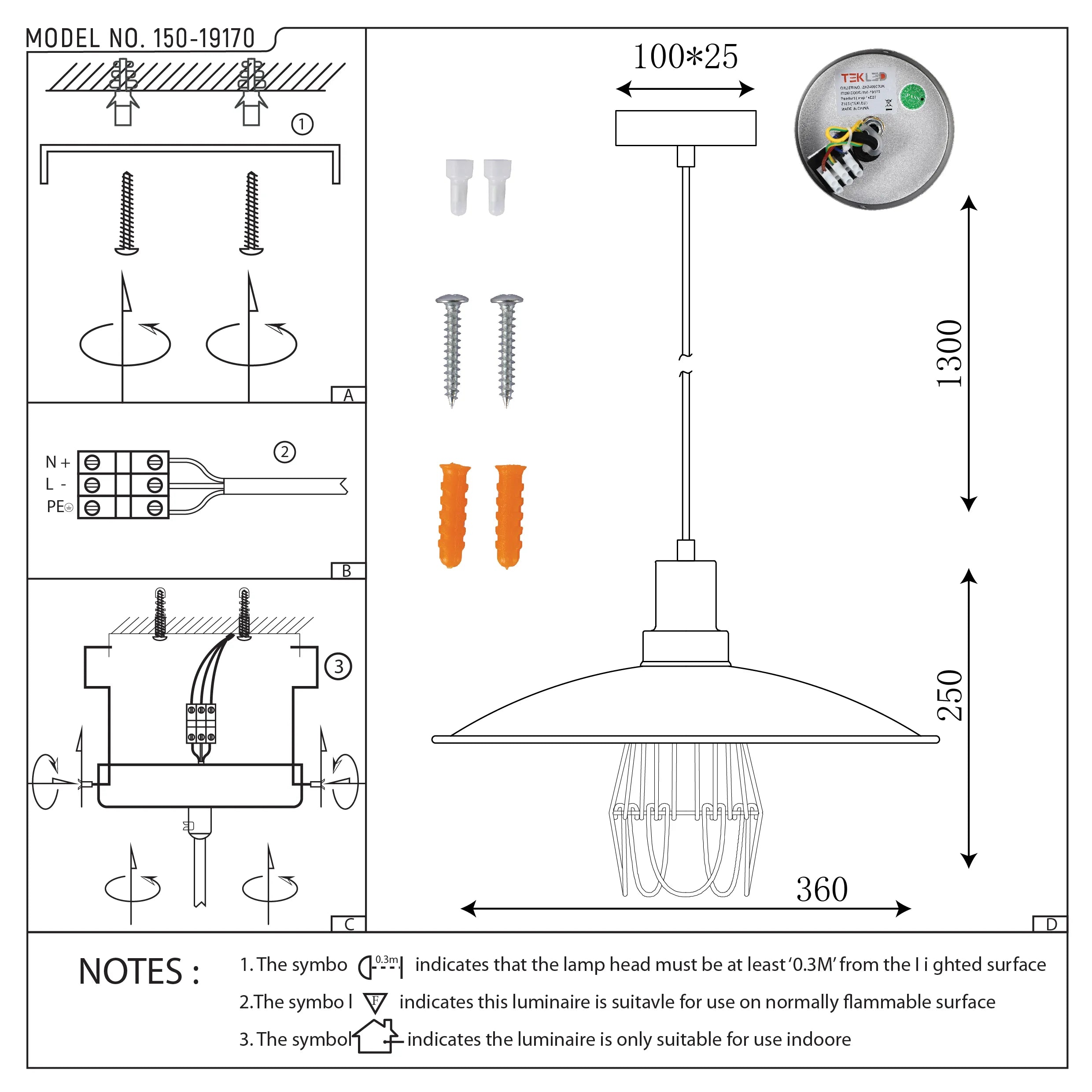 Grey Wire Cage Industrial Vintage Style Pendant Light E27