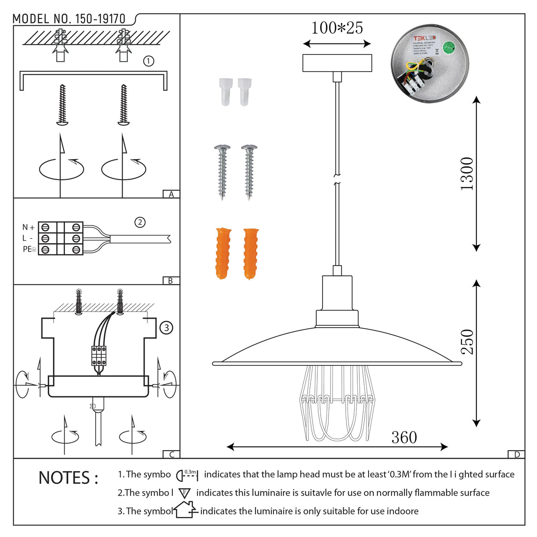 Grey Wire Cage Industrial Vintage Style Pendant Light E27