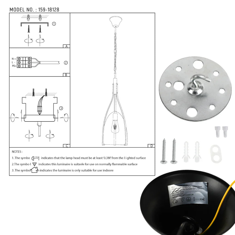 Havana Bell Glass Pendant Light 15