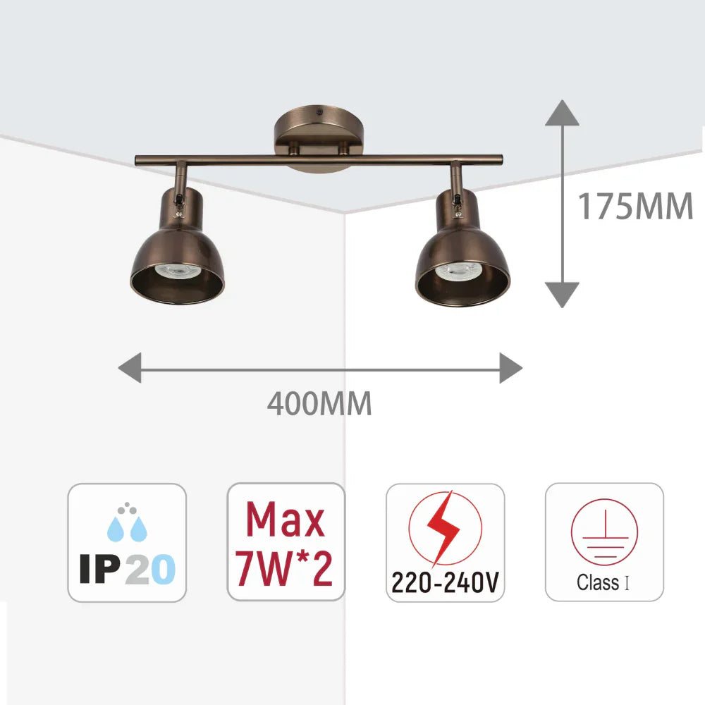 Hektor Rotatable GU10 Spotlight Antique Brass Black
