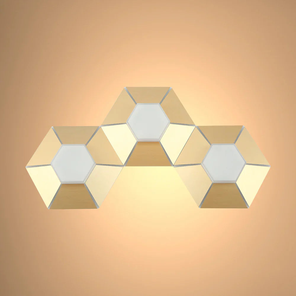 Honeycomb Gold Opal Contemporary Modern Wall Light 4000K Natural Cool White 1