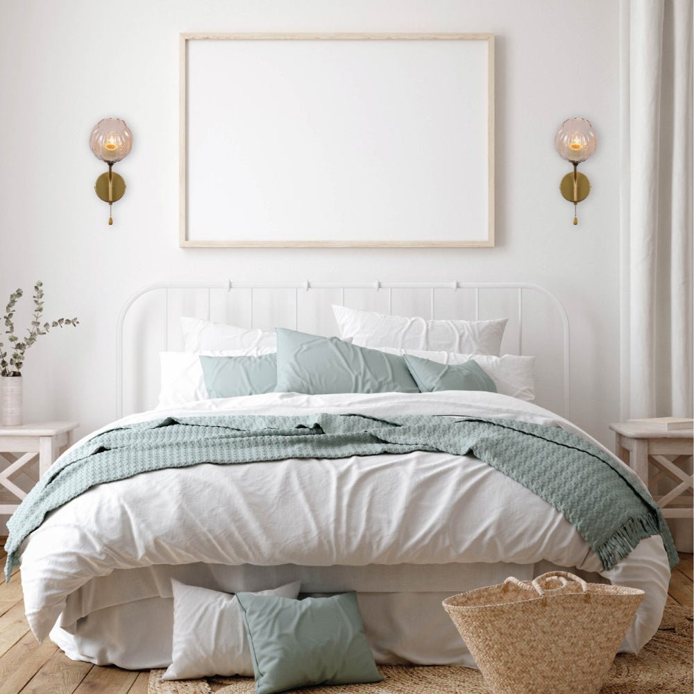 More interior usage of Amber Reeded Globe Glass Gold Metal Vintage Retro Wall Light with Pull Down Switch E27 Fitting | TEKLED 151-19782