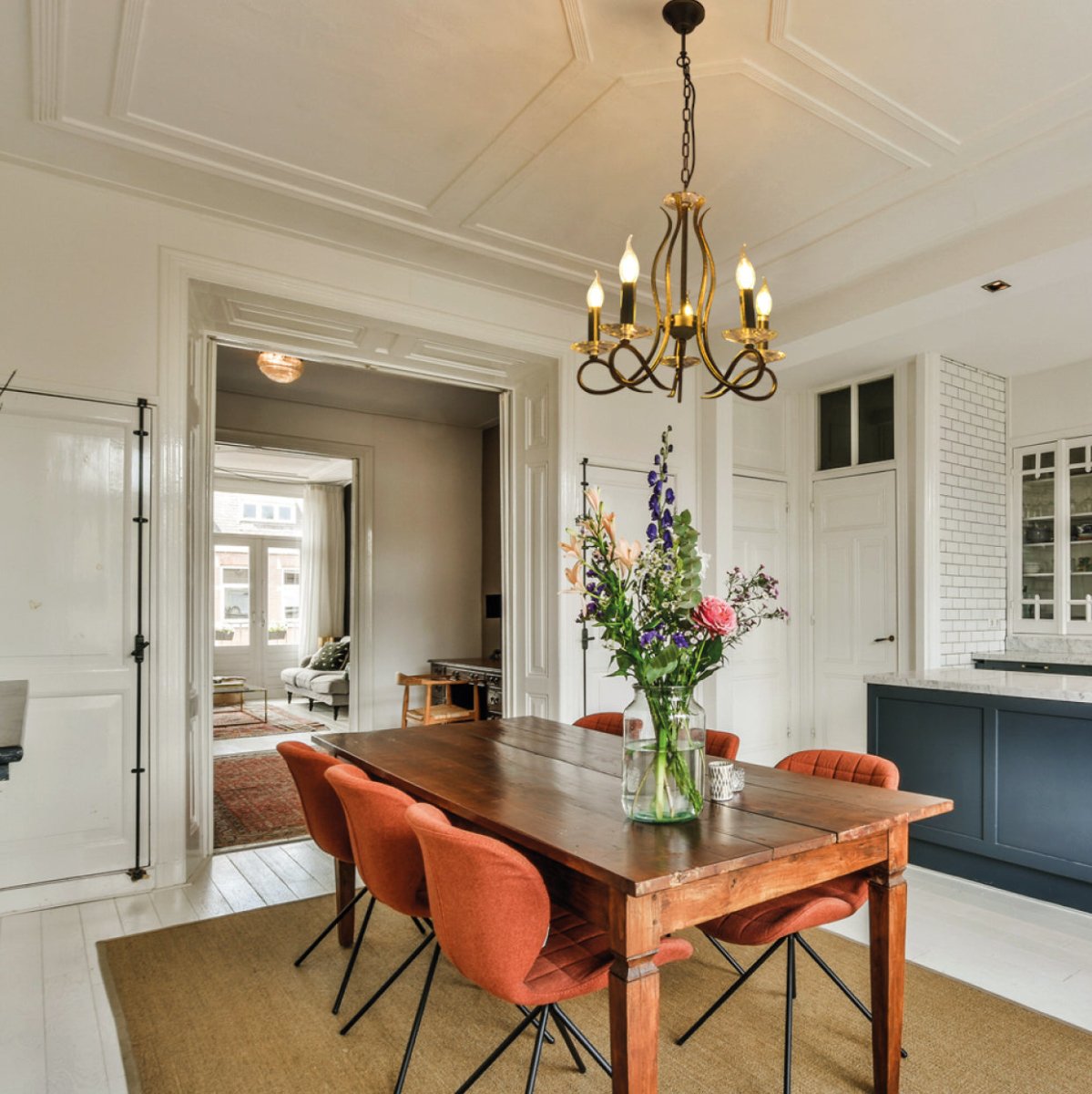 Dining room kitchen interior usage of Candle Vintage Rustic Black French Chandelier Ceiling Light 5xE14 | TEKLED 156-18148