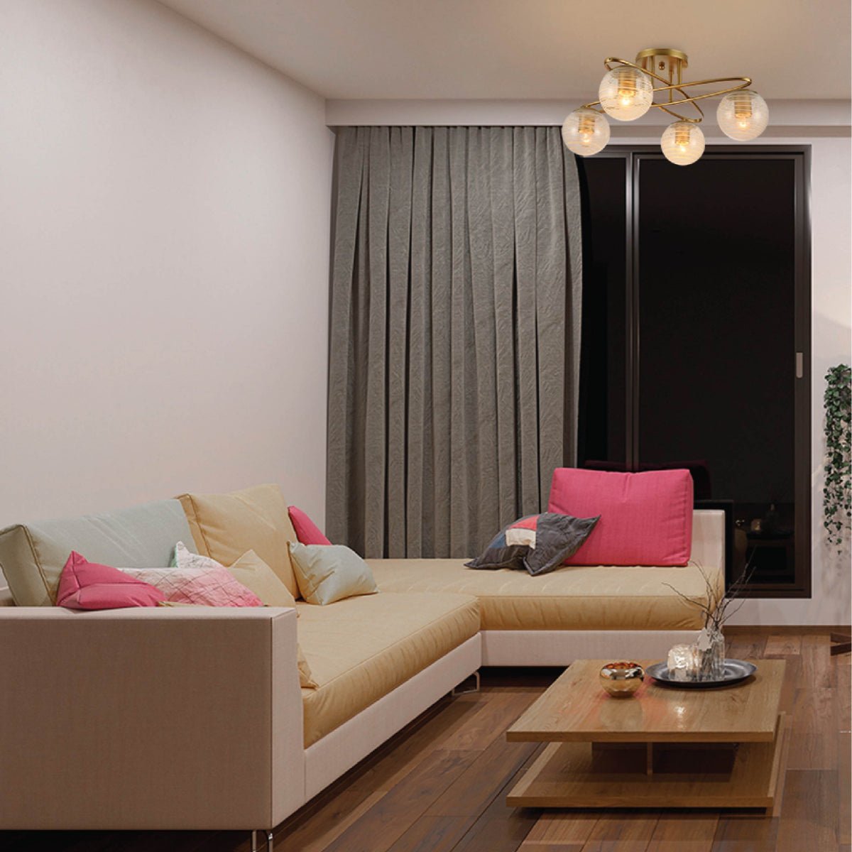 More interior usage of Gold Ellipse Metal Textured Globe Glass Modern Ceiling Light with E27 Fittings | TEKLED 159-17672