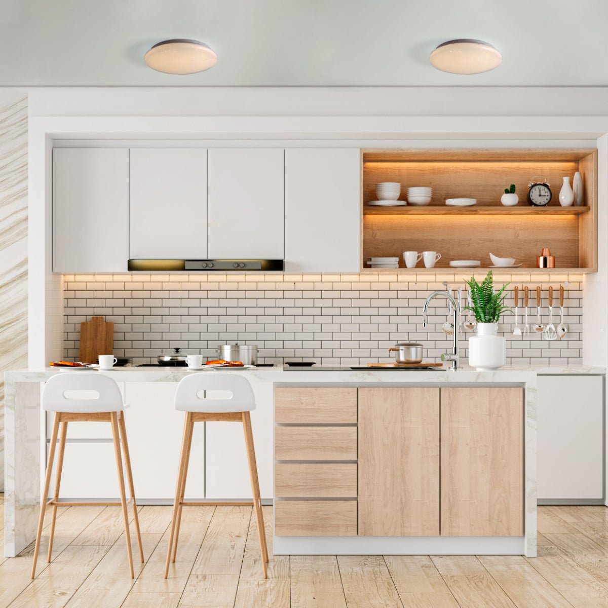 More interior usage of Moonlight Flush Ceiling Light 24W Warm White Cool White Cool Daylight 1920LM IP20 non-yellowing PMMA Cover | TEKLED 121-03992