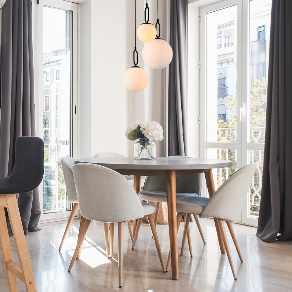 More interior usage of Opal Glass Globes Black Handle 3 Pendant Ceiling Light with E27 Fittings | TEKLED 156-19540