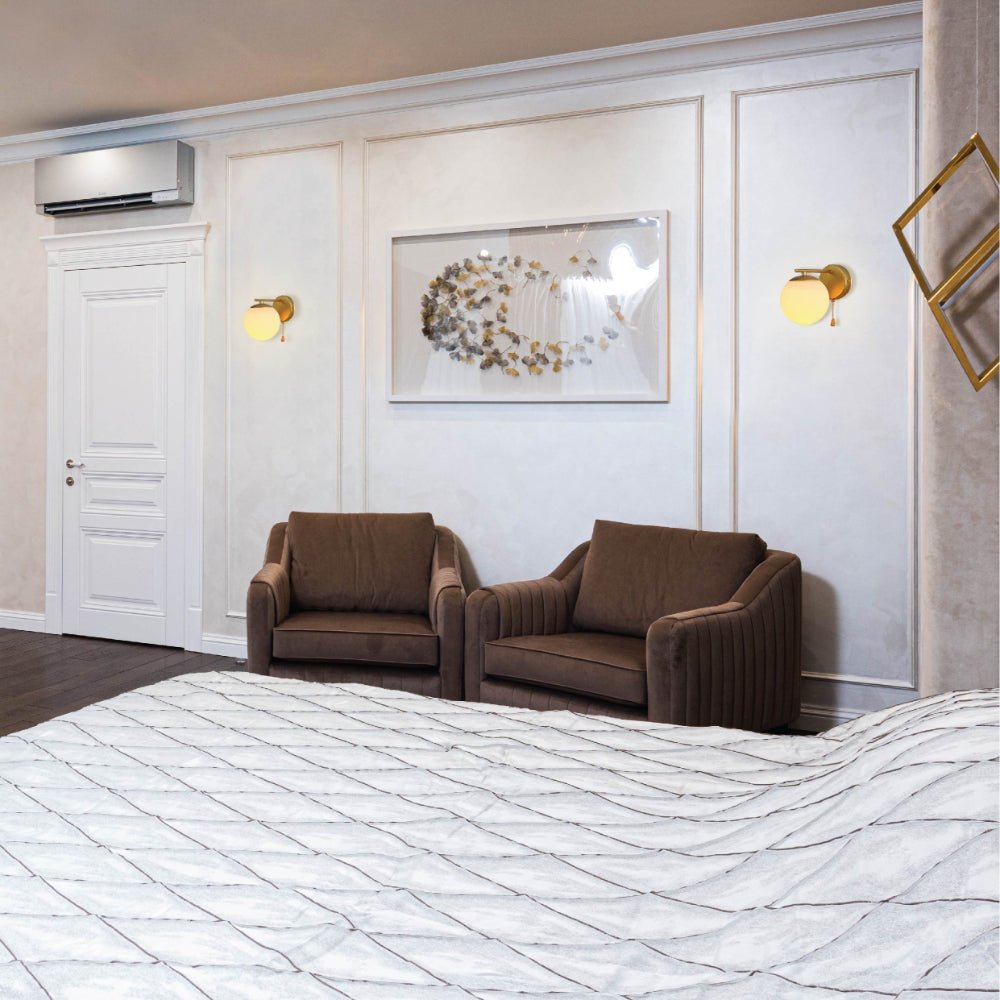 More interior usage of Opal Globe Glass Gold Metal Body Vintage Retro Wall Light with Pull Down Switch E27 Fitting | TEKLED 151-19780