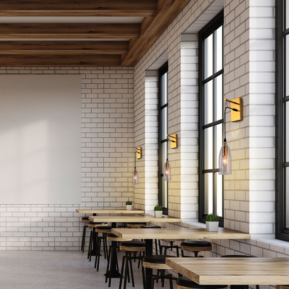 More interior usage of Snowdrop Clear Glass Gold Metal Pendant Wall Light with E14 Fitting | TEKLED 151-19734