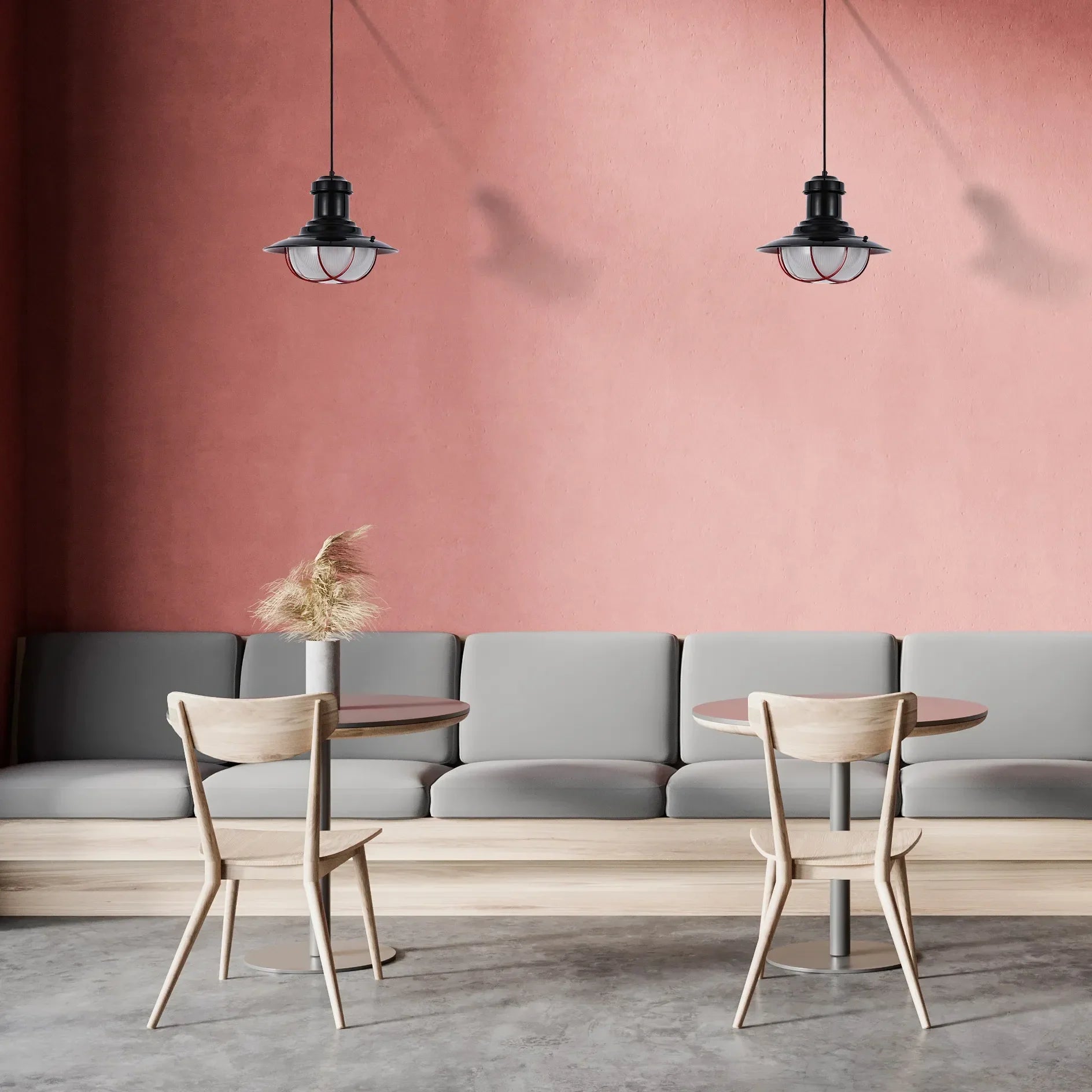 Industrial Cage Pendant Lights - Antique Brass and Black with Red Detailing