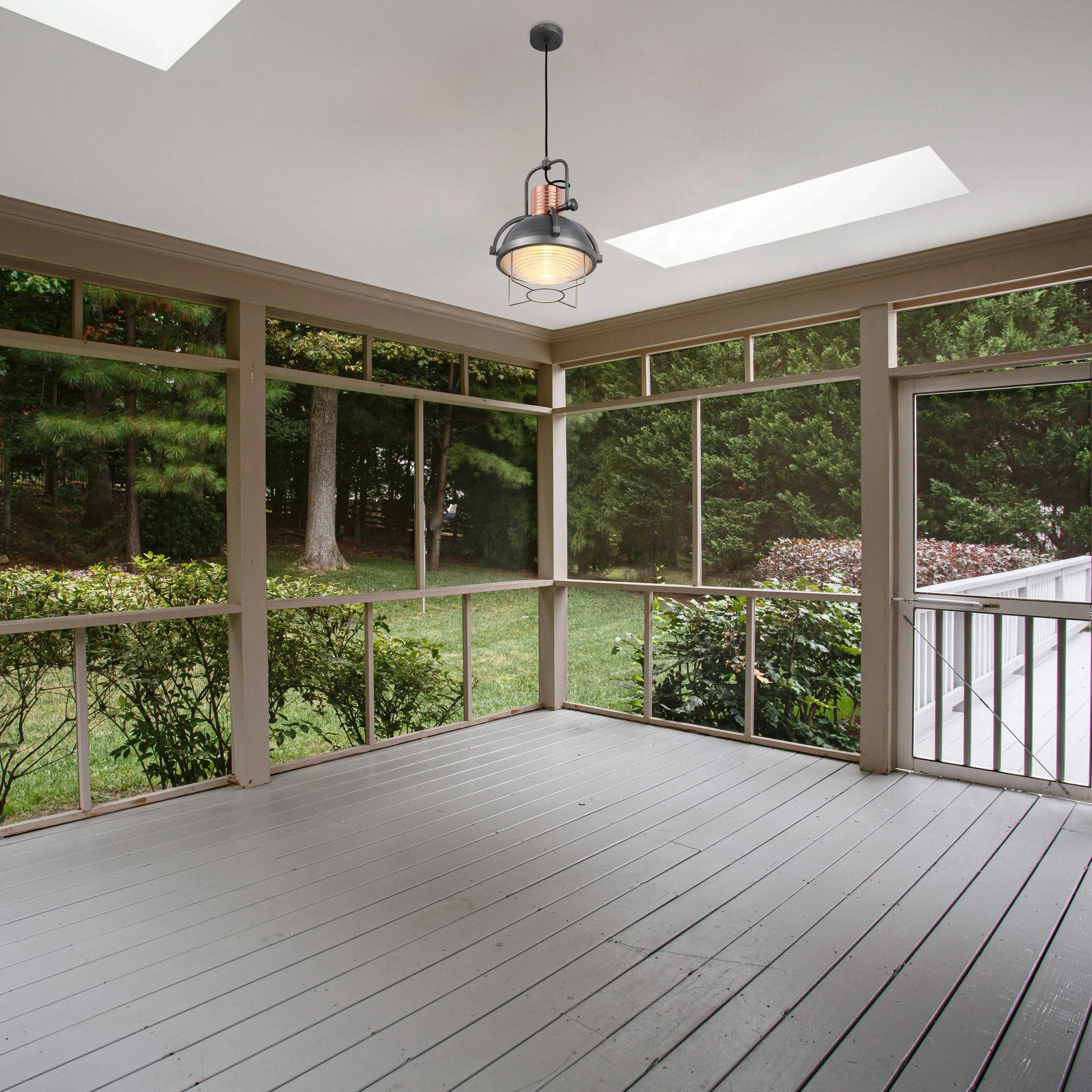 Industrial Dome Pendant Light with Caged Textured Glass