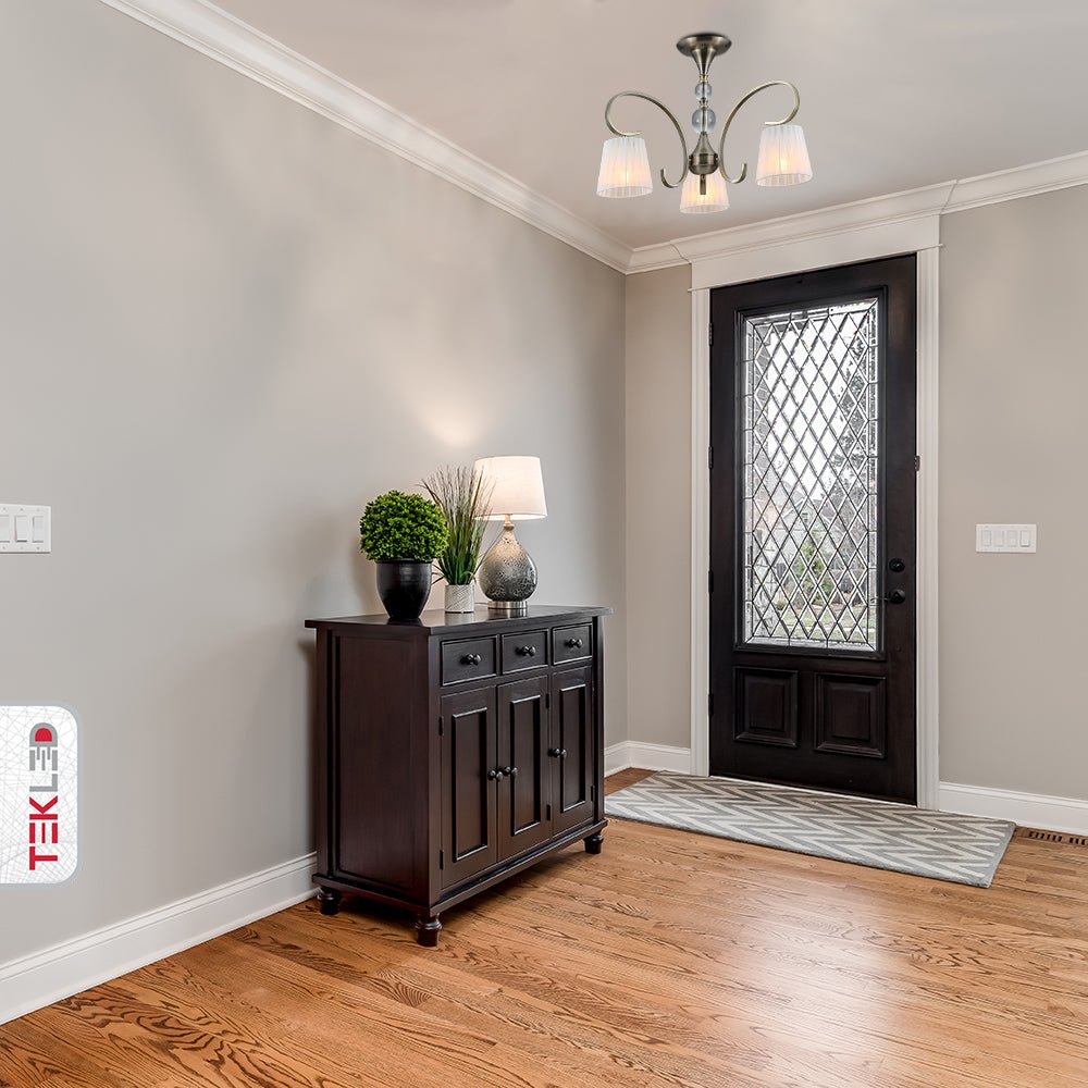 Indoor usage of Antique Brass Metal Body Rice White Fabric Shade Vintage Traditional Retro Semi Flush Ceiling Light with 3xE27 Fitting | TEKLED 159-17818