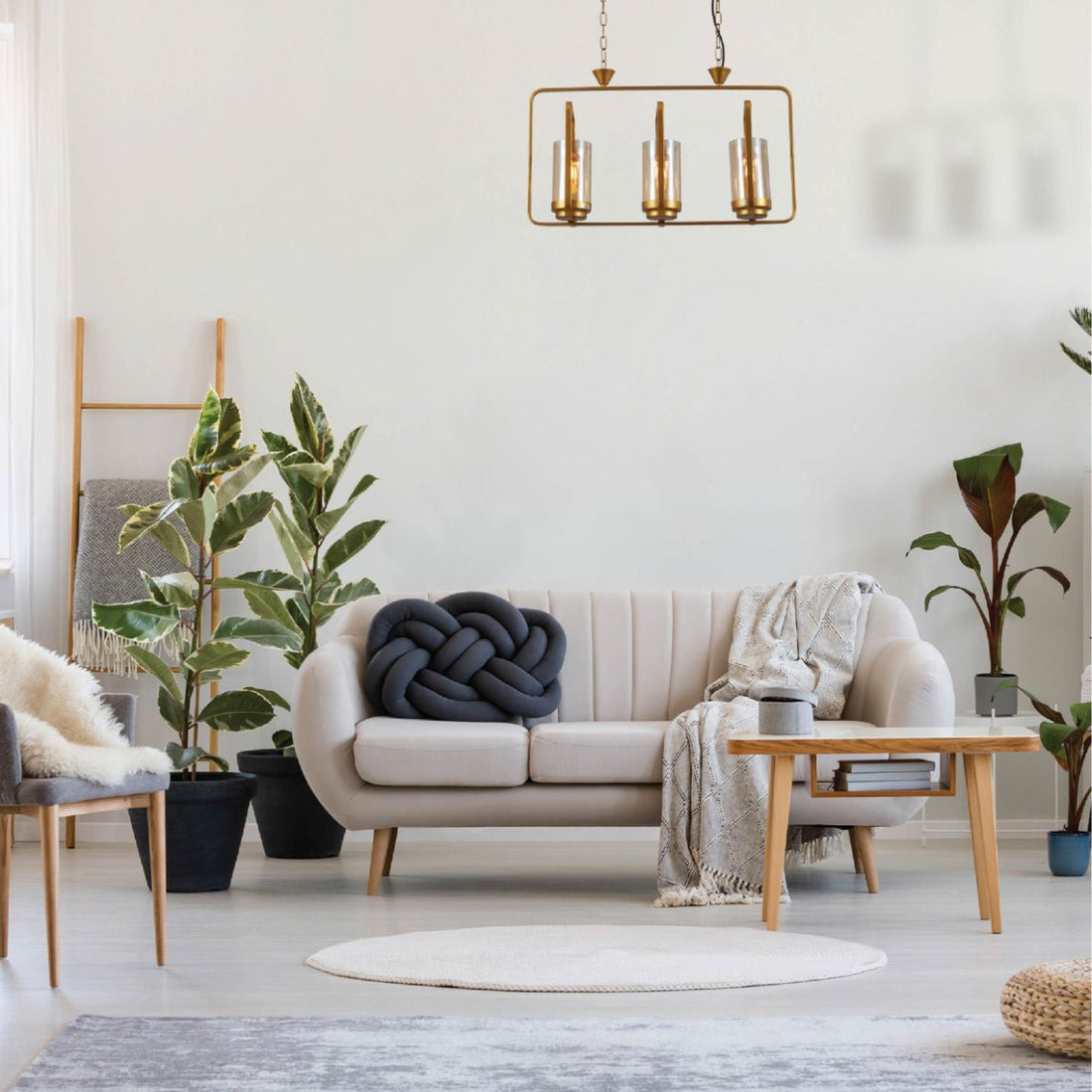 Indoor usage of Gold Metal Cage Body Amber Cylinder Glass Kitchen Island Chandelier Ceiling Light with 3xE27 Fitting | TEKLED 159-17444